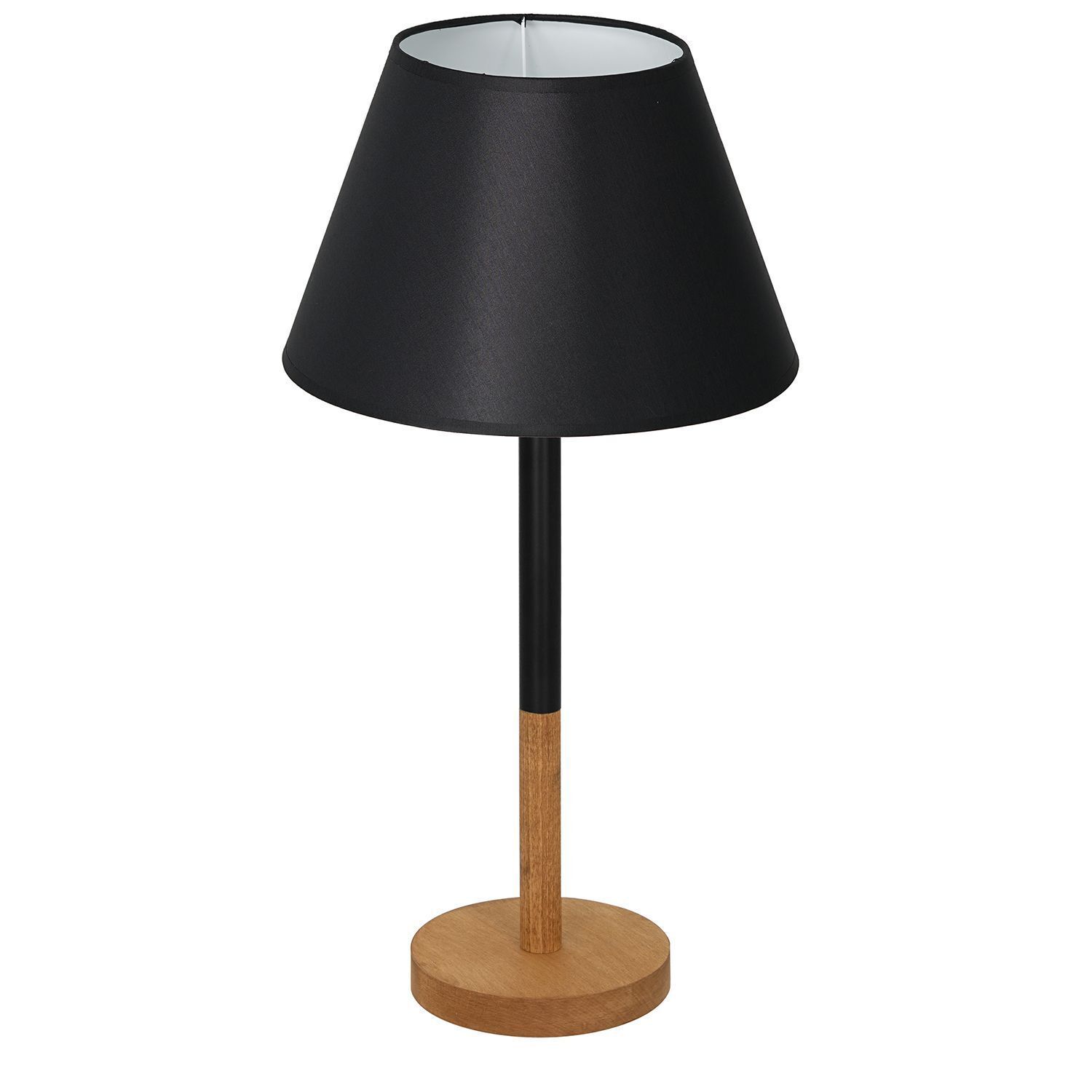 Lampe de chevet Noir Nature Blanc Tissu Bois 56 cm E27