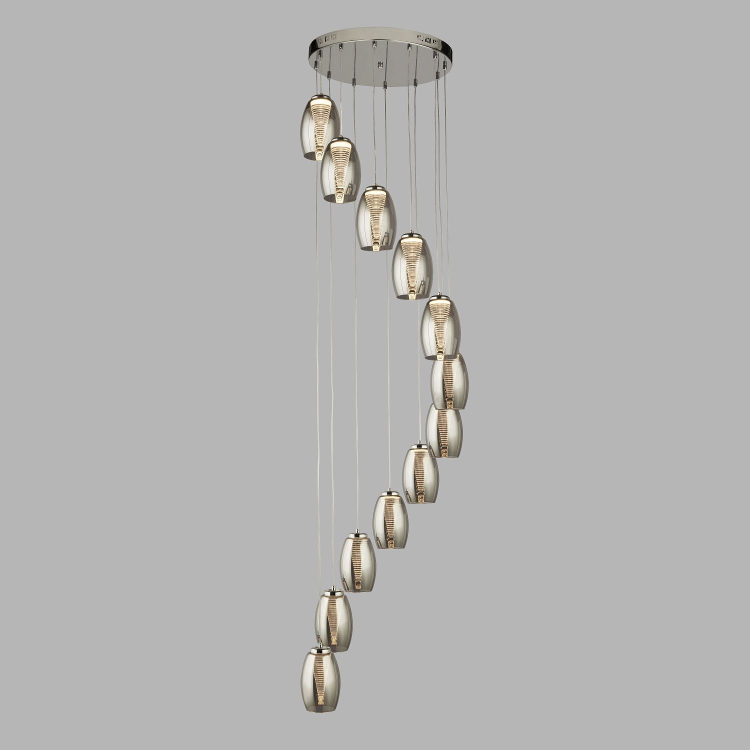 LED Lampe à suspendre Chrome Gris Fumé 3000 K 1705 lm Métal