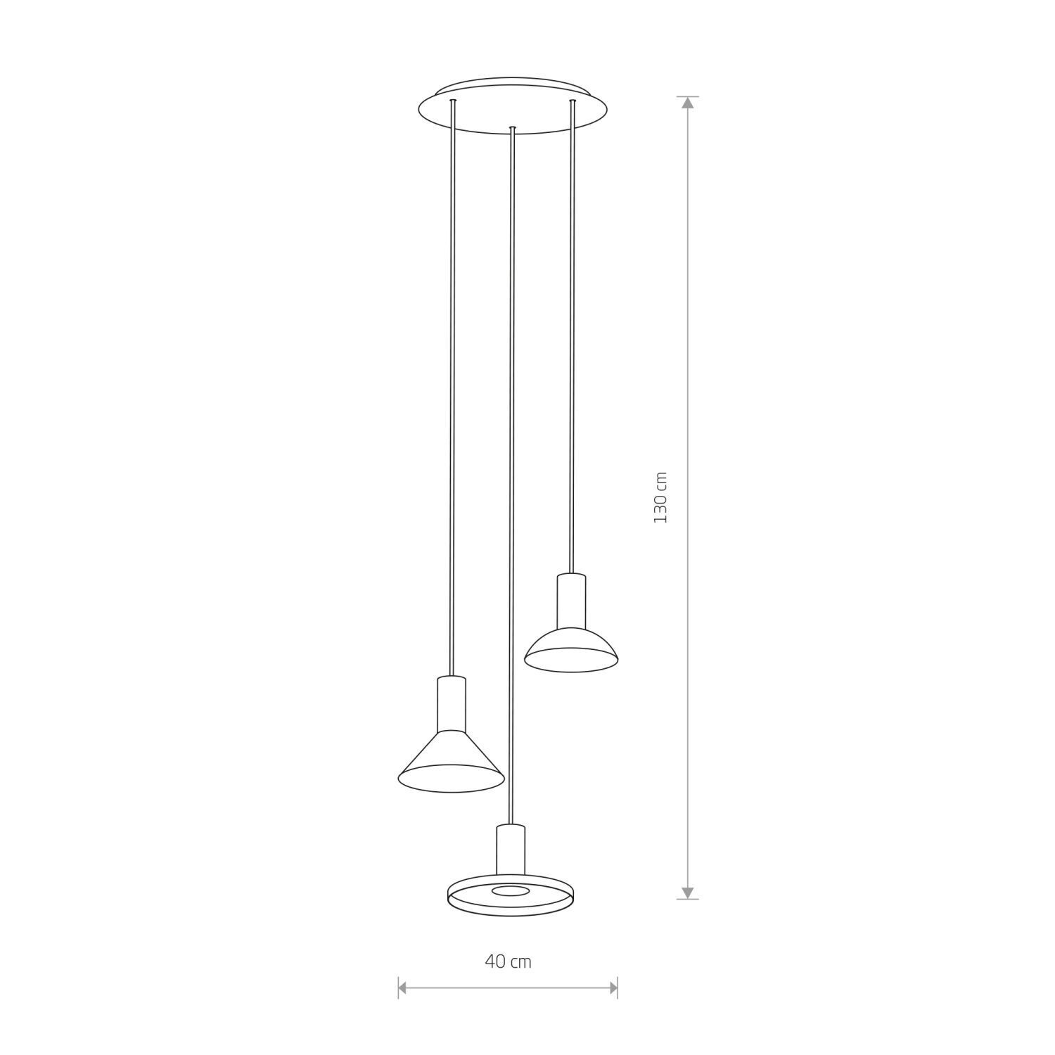 Suspension noir 3 flammes GU10 métal orientable