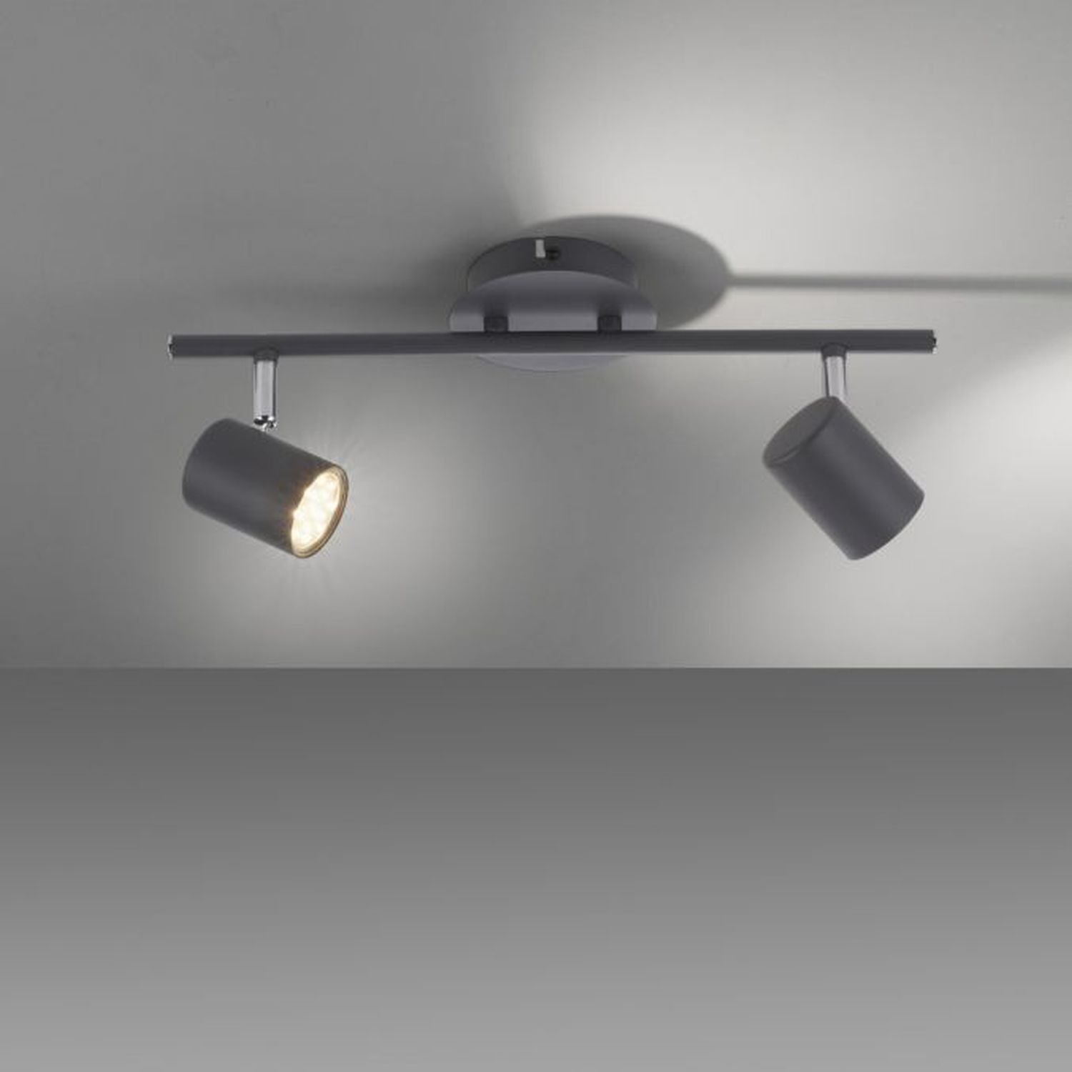 Spot de plafond flexible métal noir GU10 2 flammes