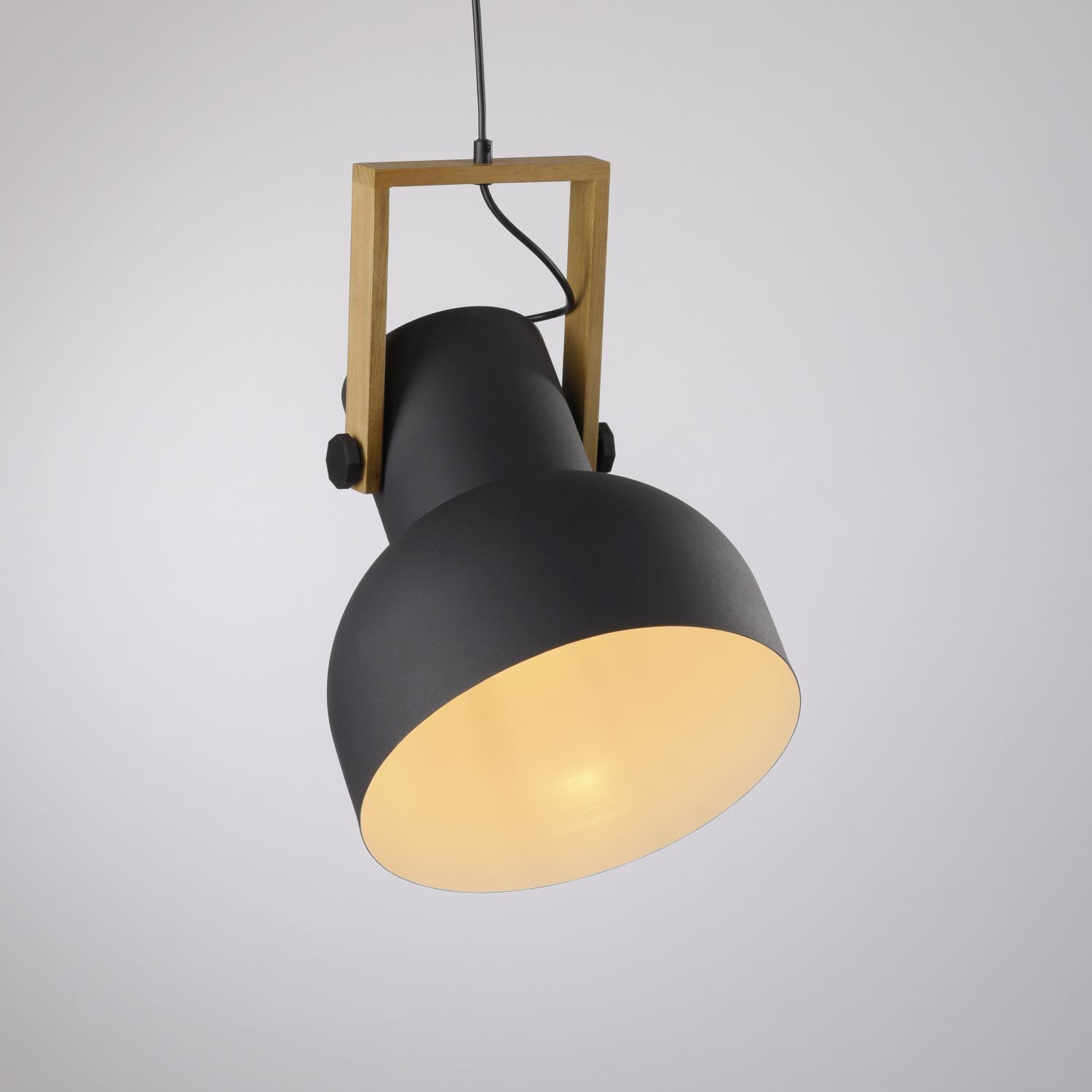 Suspension mobile Noir Bois Métal E27 L:30 cm Lampe, Leuchte