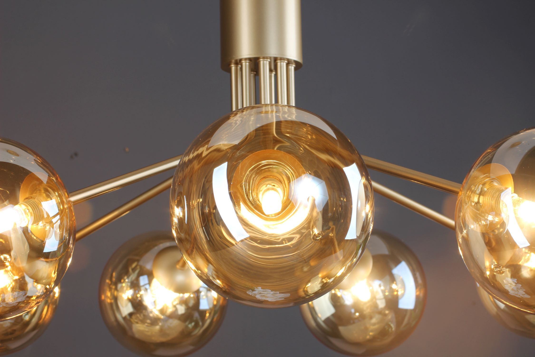 Lampe à suspendre métal verre en laiton champagne L:83,4 cm