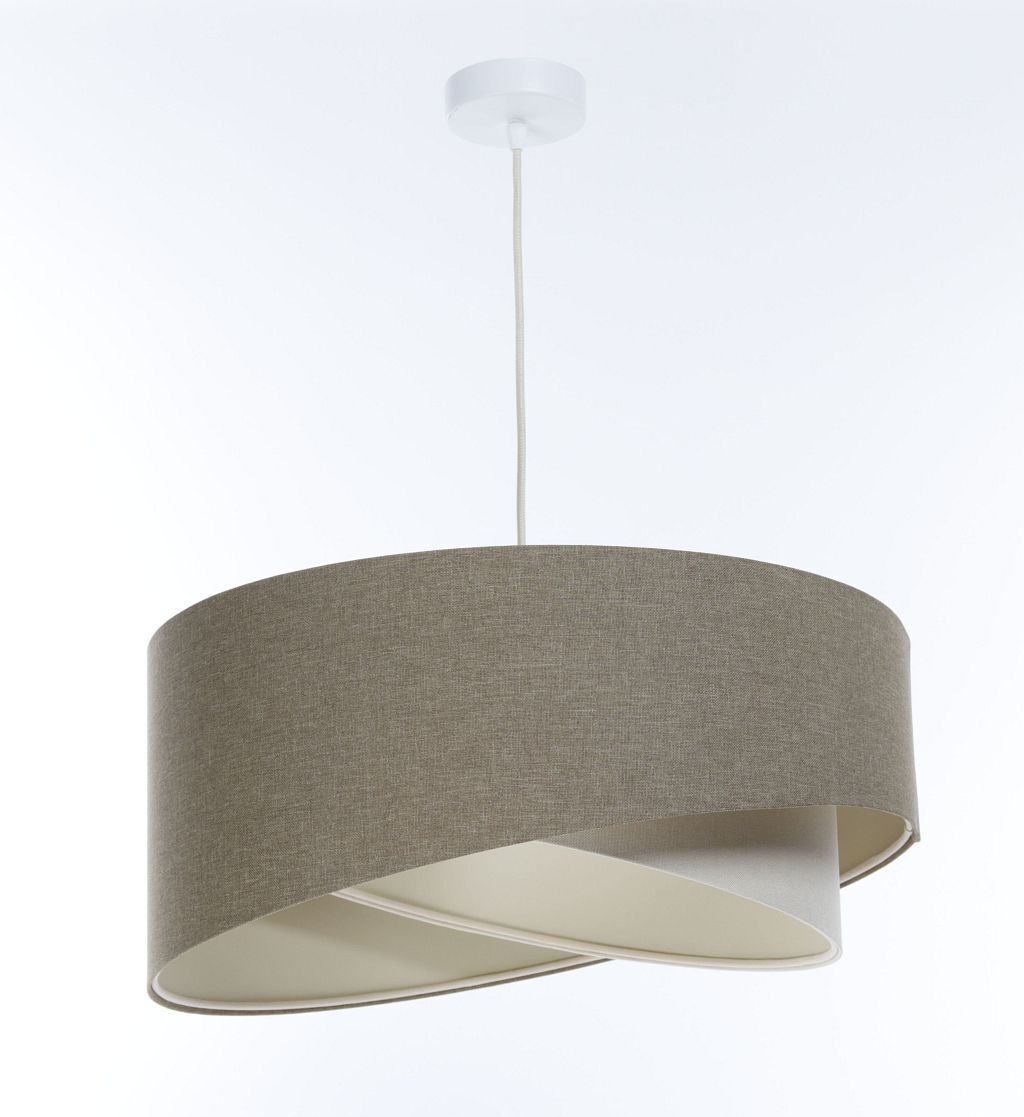Suspension réglable Marron Crème E27 ronde Ø 45 cm Tissu