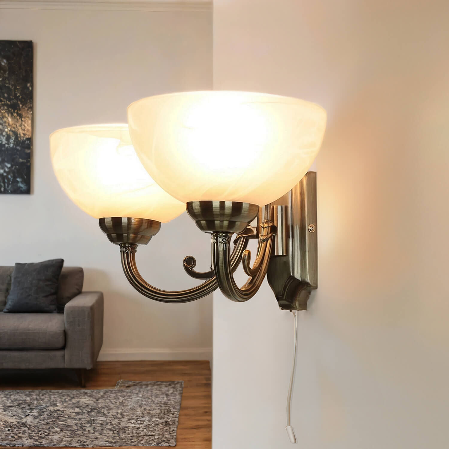 Applique murale décorée Verre Abat-jour en bronze ANNABELLA