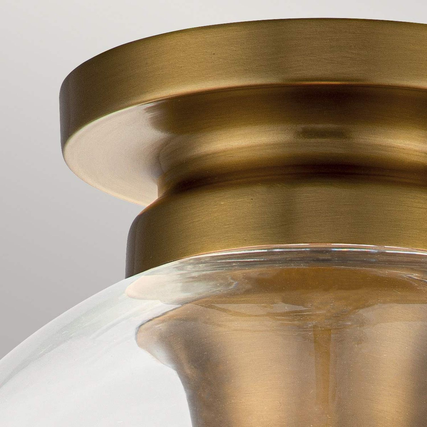 Lampe de plafonnier verre sphère abat-jour Ø 21,6 cm en laiton bruni Bronze, Glas