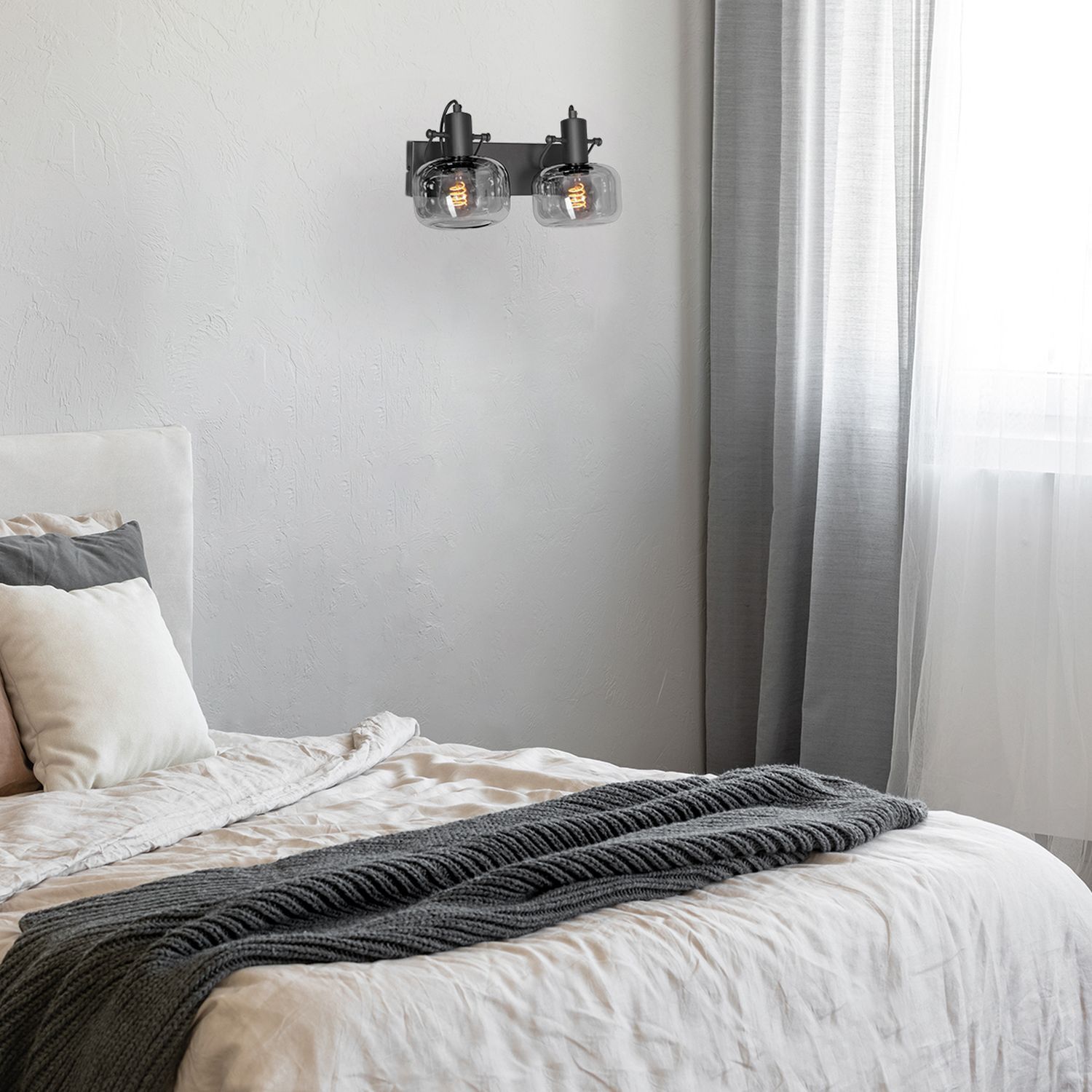 Spot de plafond élégant noir gris fumé E27 L:40 cm