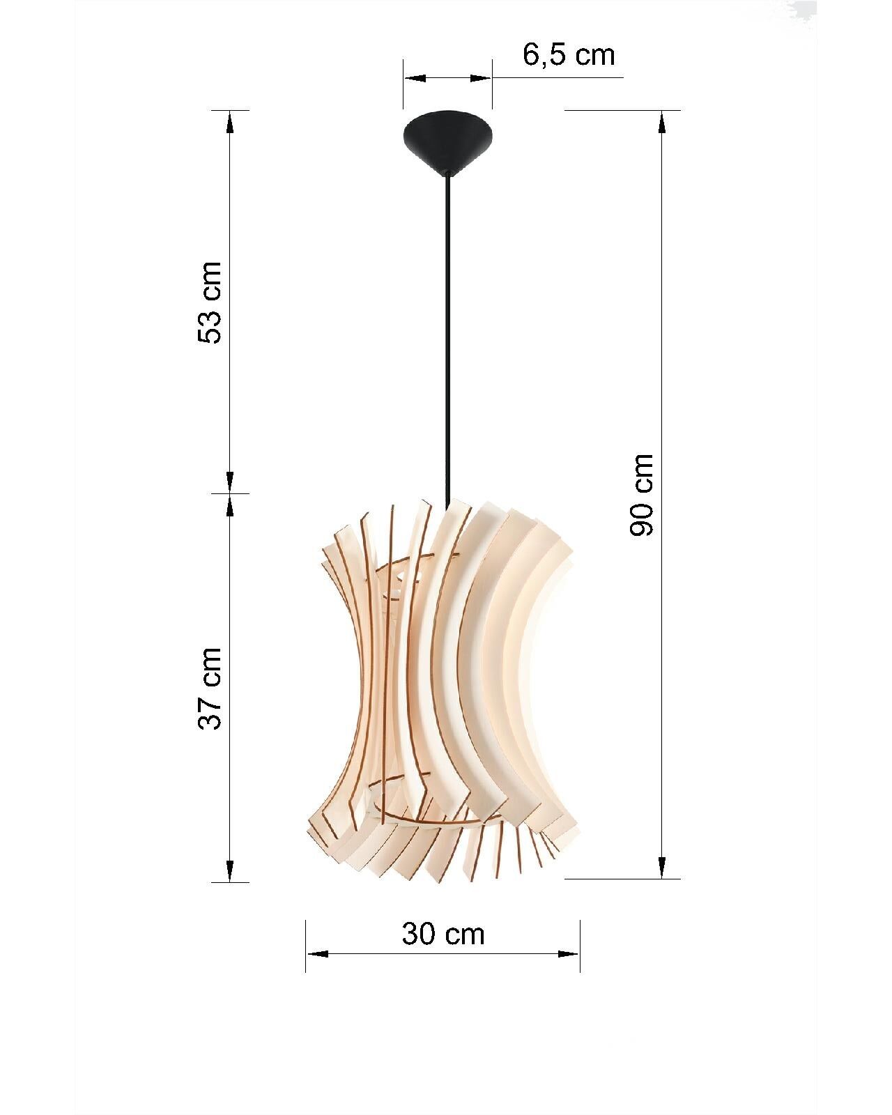 Luminaire suspendu en bois avec abat-jour Ø30cm PORSHA