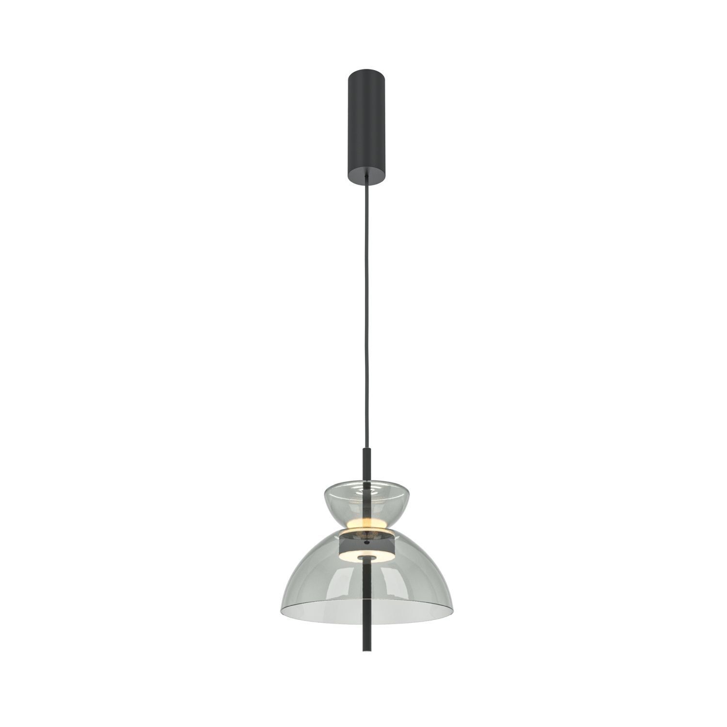 Suspension LED métal verre fumé H : max. 348 cm BRUNO