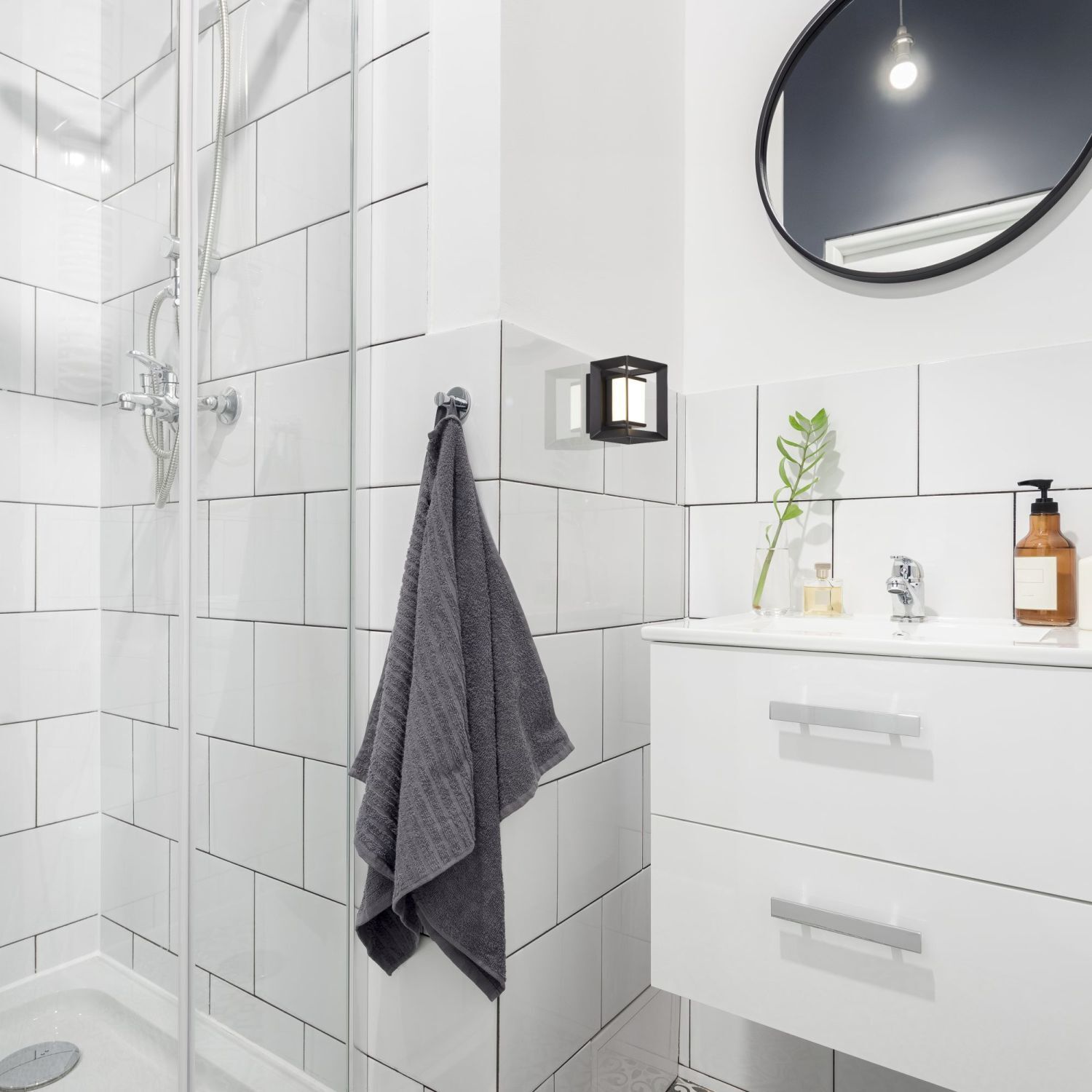 Applique LED salle de bain IP44 noir blanc 3000 K H : 10 cm
