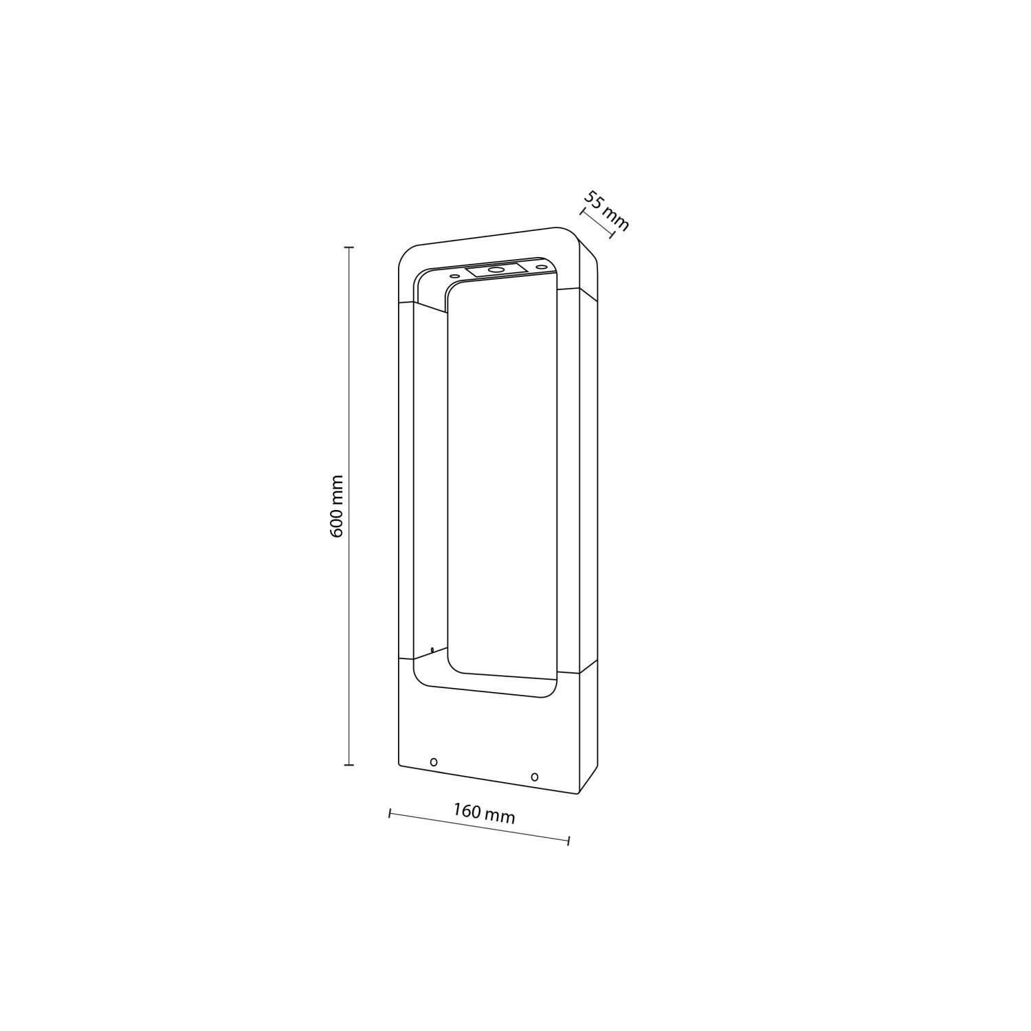 Borne d'éclairage LED métal 60 cm de haut IP54 noir 480 lm