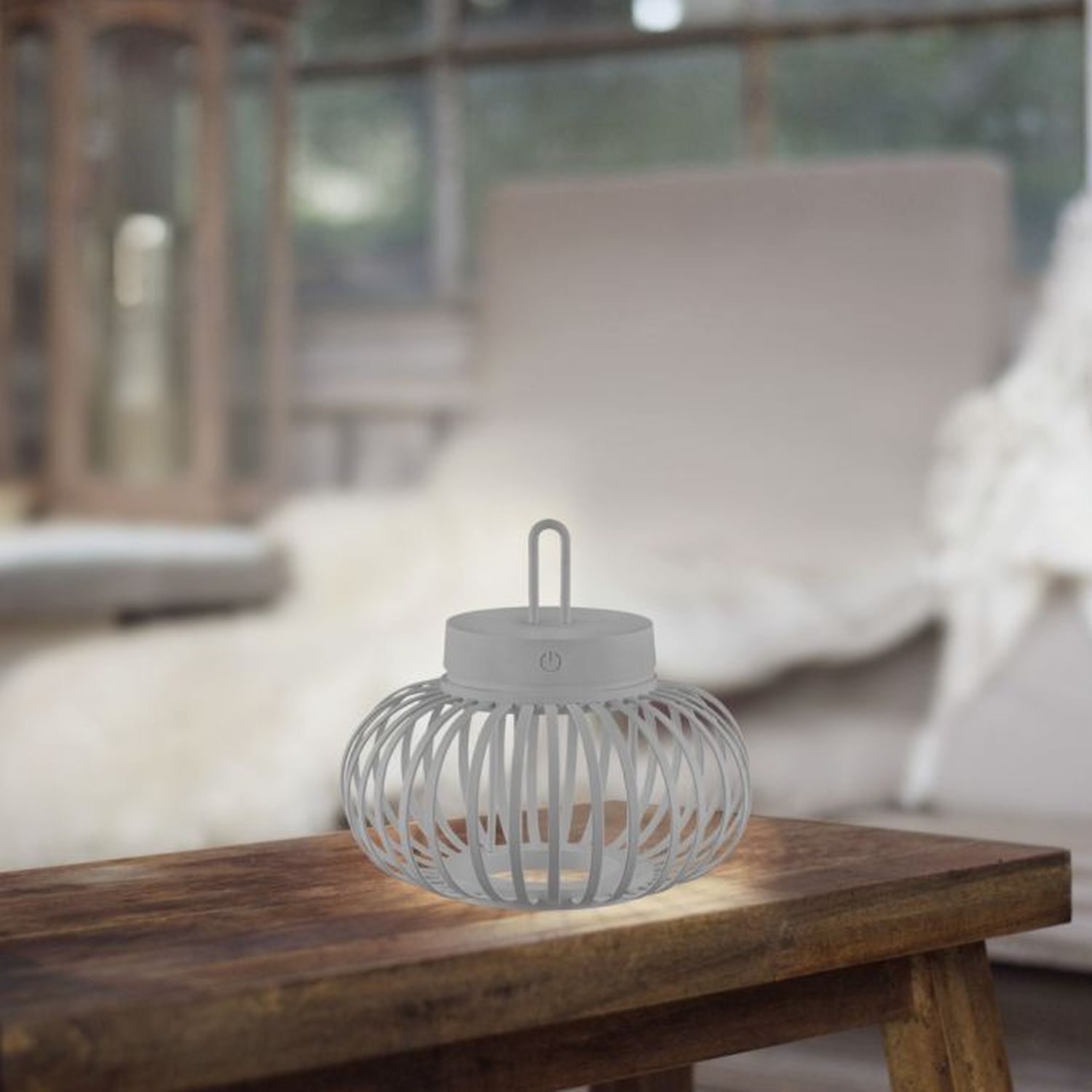 Lampe de table LED rechargeable Dimmer Touch 22 cm IP44 2 W Greige