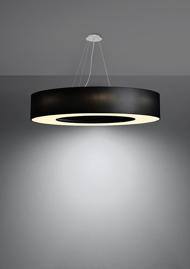 Lampe à suspendre ronde Ø 90 cm Noir Tissu Abat-jour 8x E27