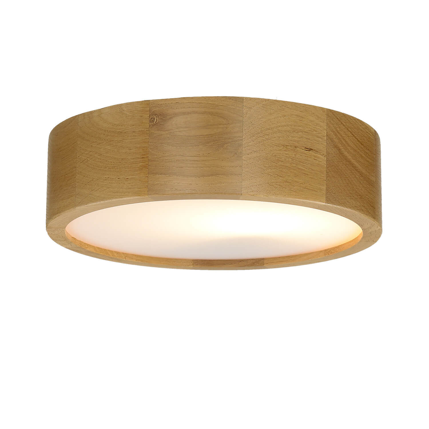 Plafonnier salon chêne rond bois lampe