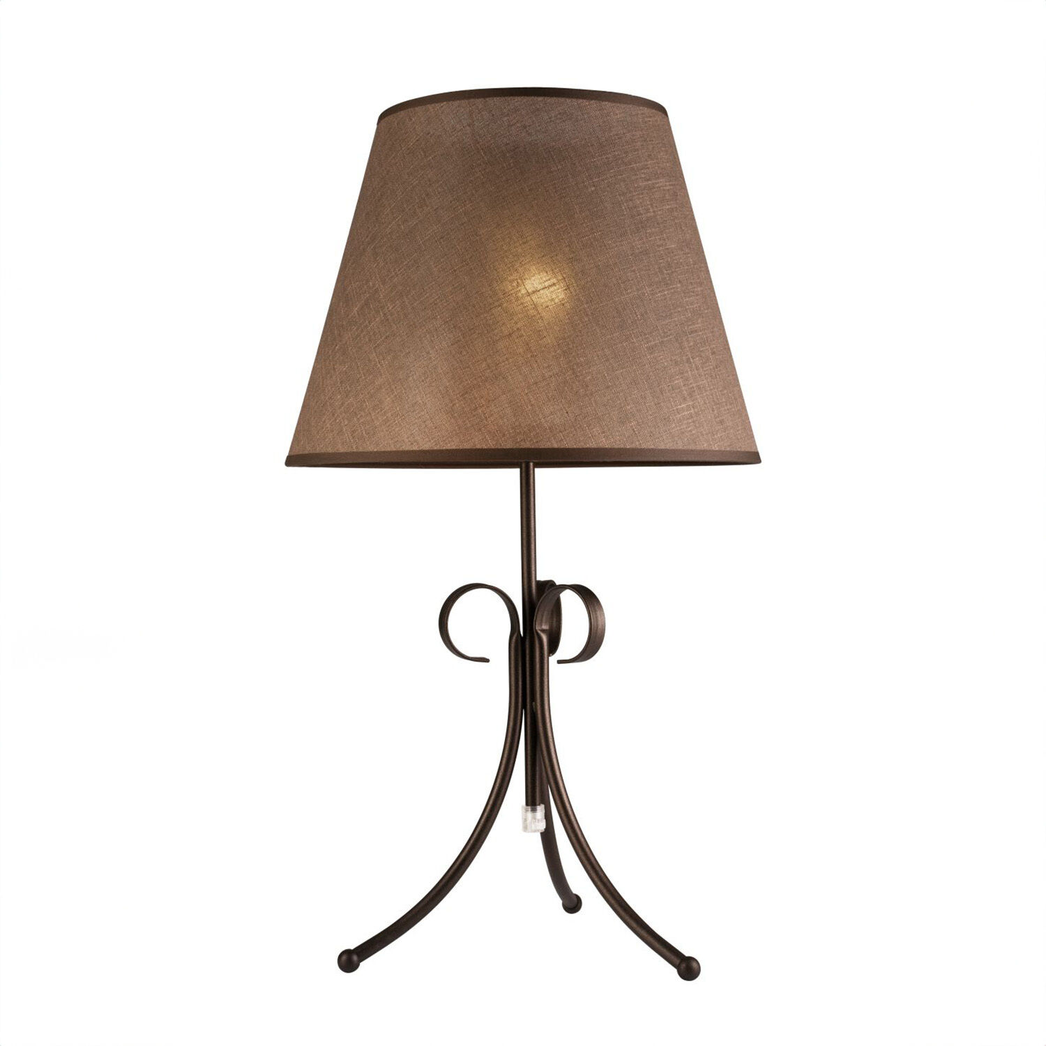 Lampe de table Abat-jour en tissu Marron Campagne ronde Lampe