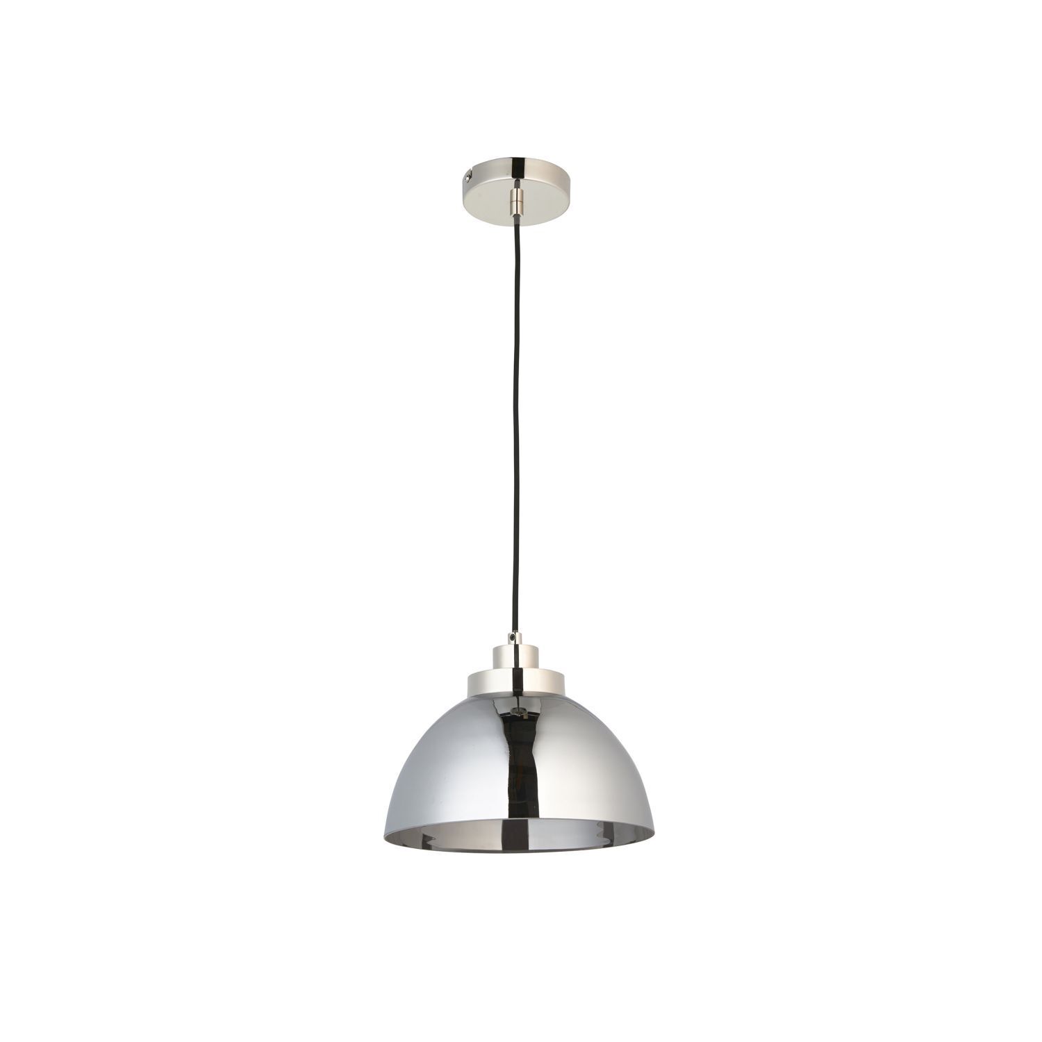 Lampe à suspendre verre métal rond D : 27 cm en chrome rétro E27
