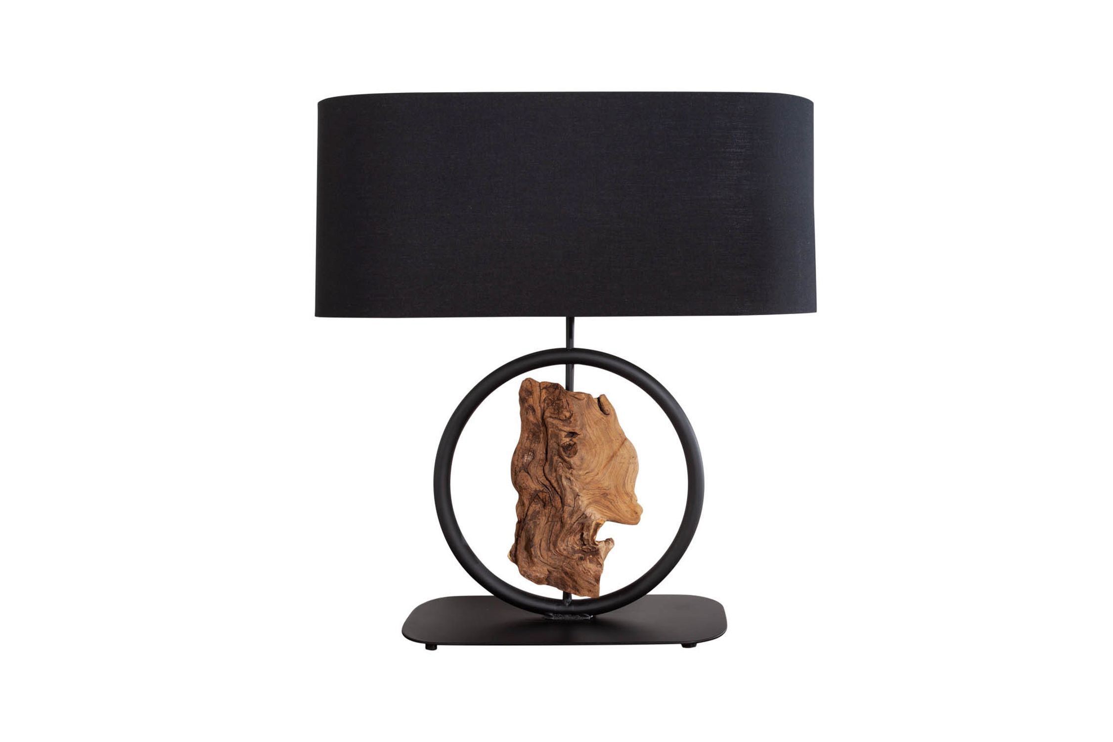 Lampe de table en bois tissu anti-éblouissement 58 cm E27 en noir