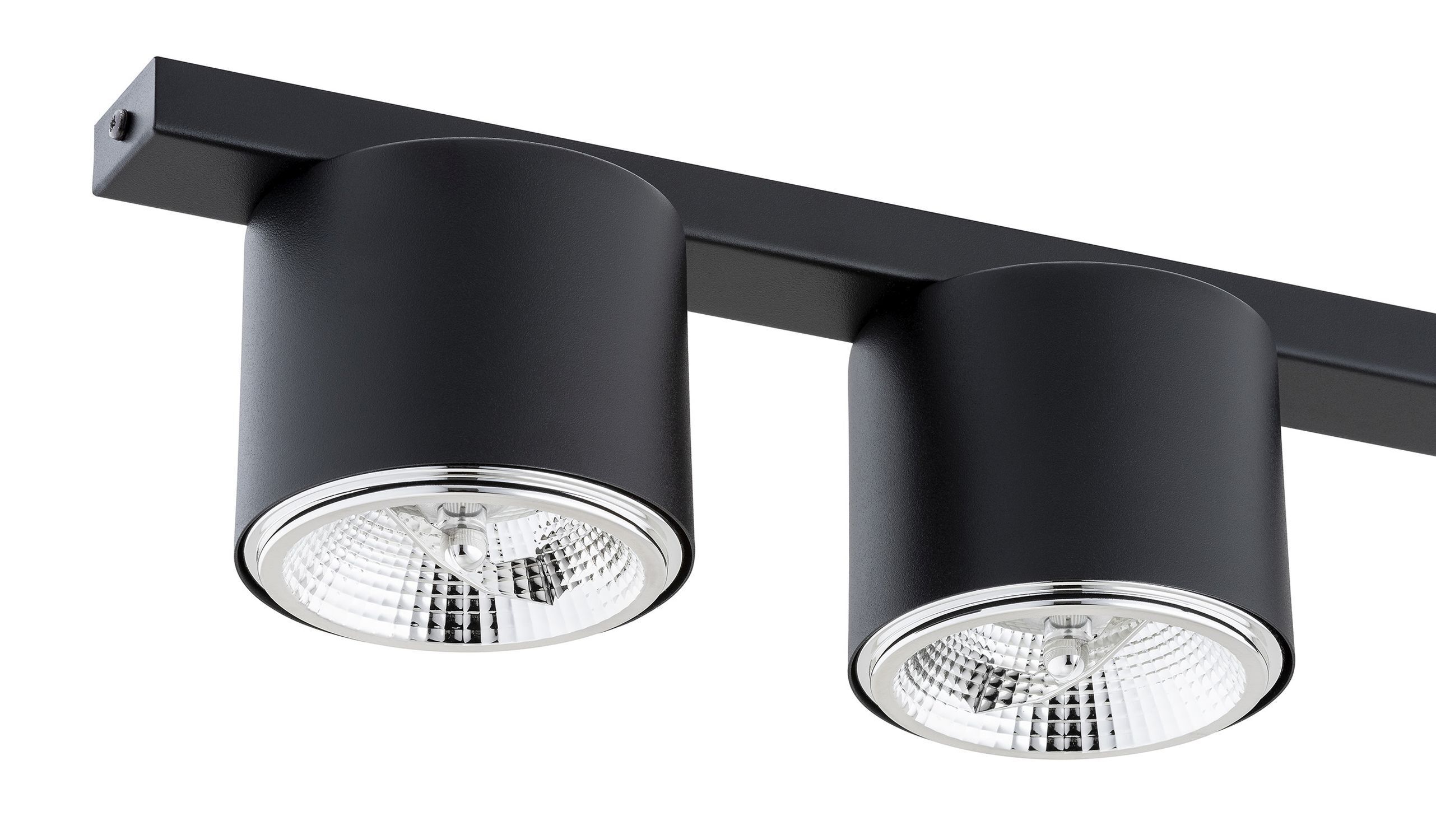 Plafonnier métal 70 cm de long Noir 3 feux GU10 AR111