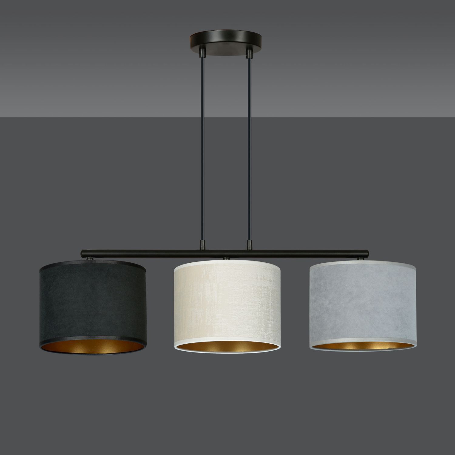 Lampe à suspendre tissu métal L : 72 cm 3x E27 Moderne CYRIL