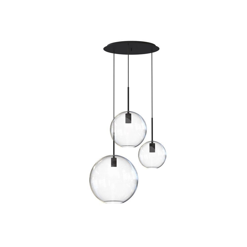 Suspension élégante DARON 3x verre sphérique Abat-jour rond