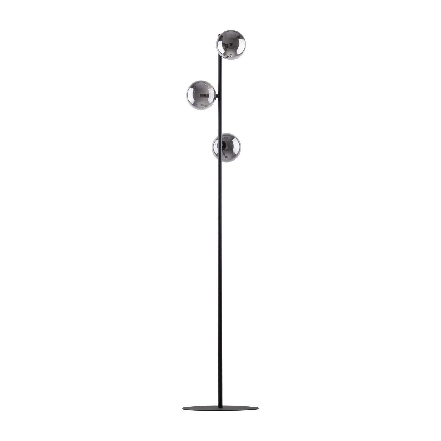 Lampadaire 151 cm verre fumé métal gris noir 3x G9