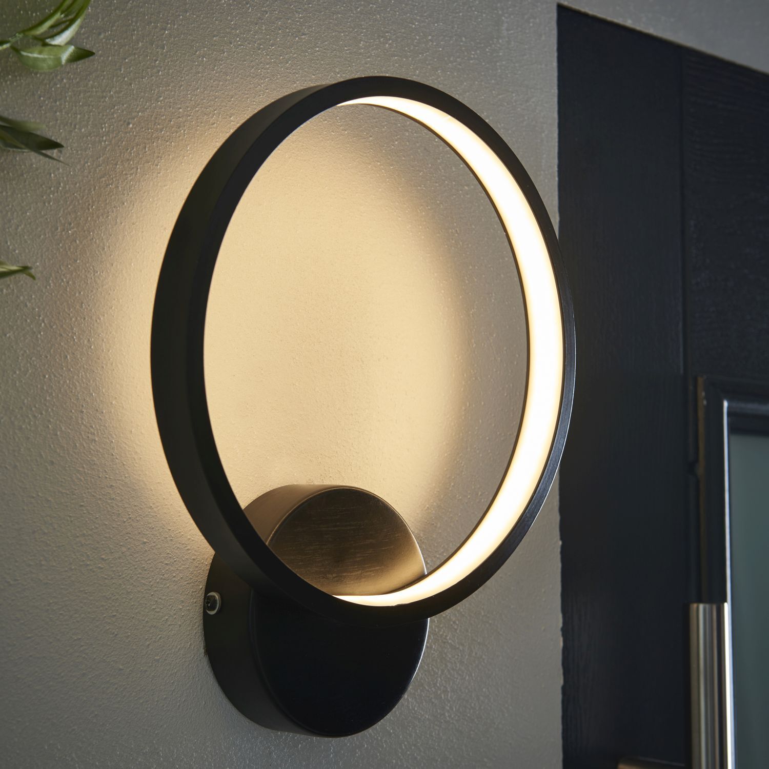 Applique LED Ring H : 32,5 cm IP44 noir rond 3000 K Outdoor