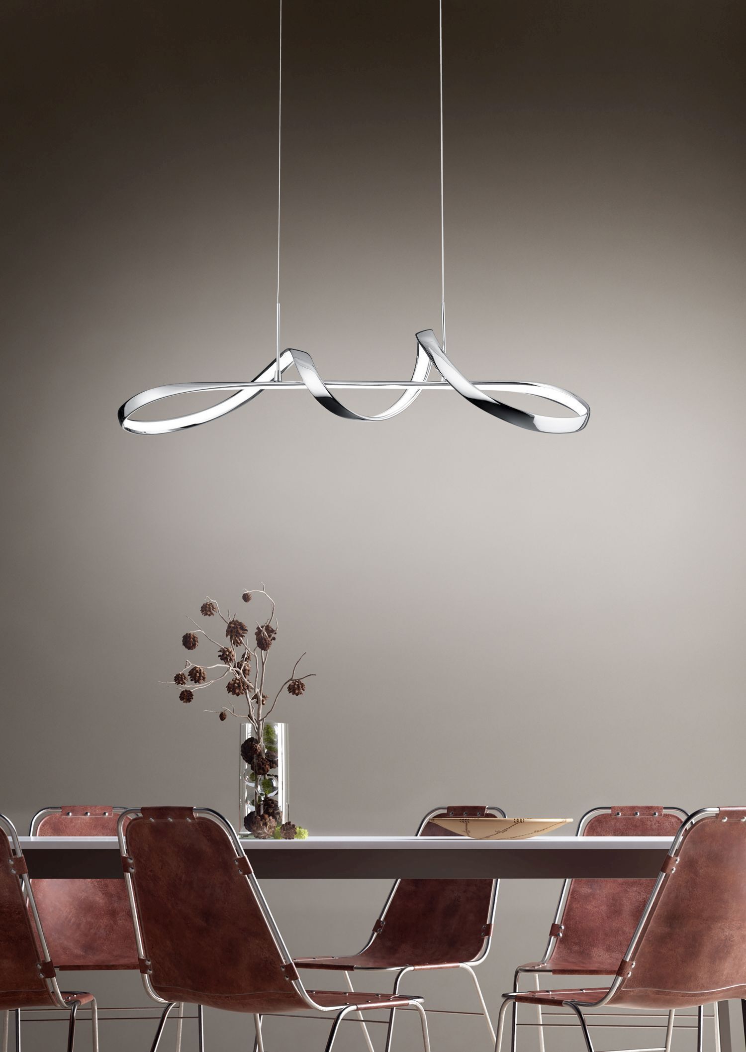 Suspension LED en chrome dimmable L:81 cm 37 W 4500 lm