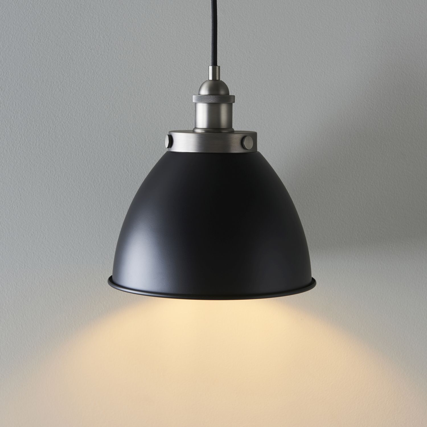 Suspension E27 noir étain antique Ø 23,5 cm métal vintage