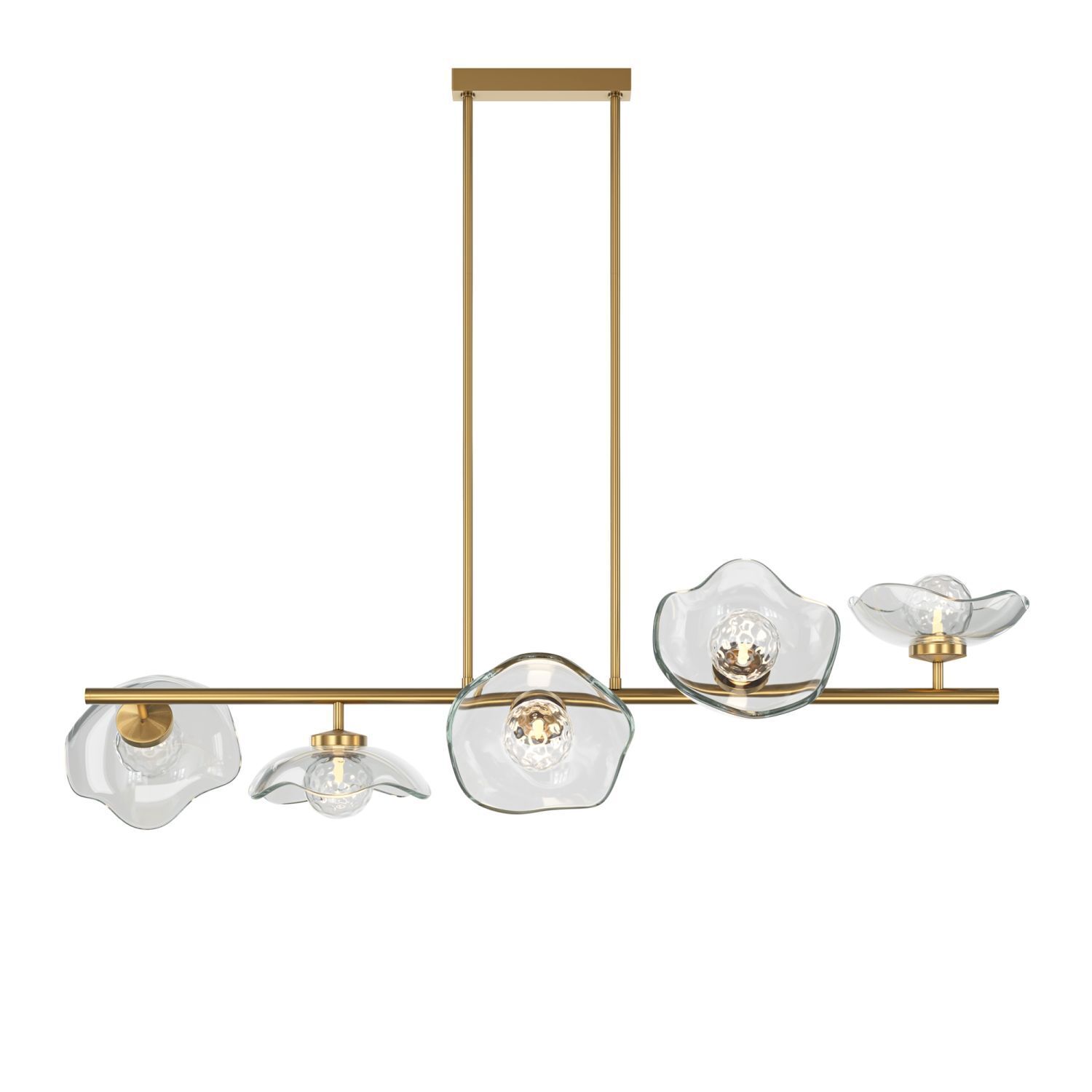 Suspension verre métal G9 H : max. 84,4 cm en laiton