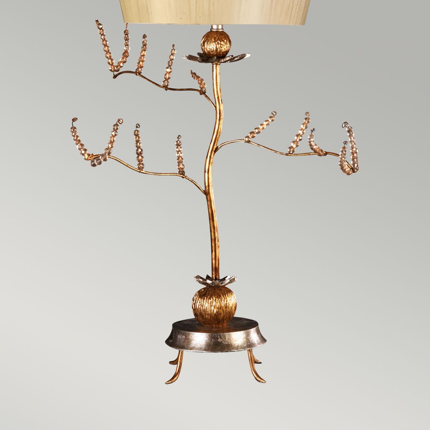 Lampe de table métal tissu en argent crème 91cm artistique Lampe, Kronleuchter