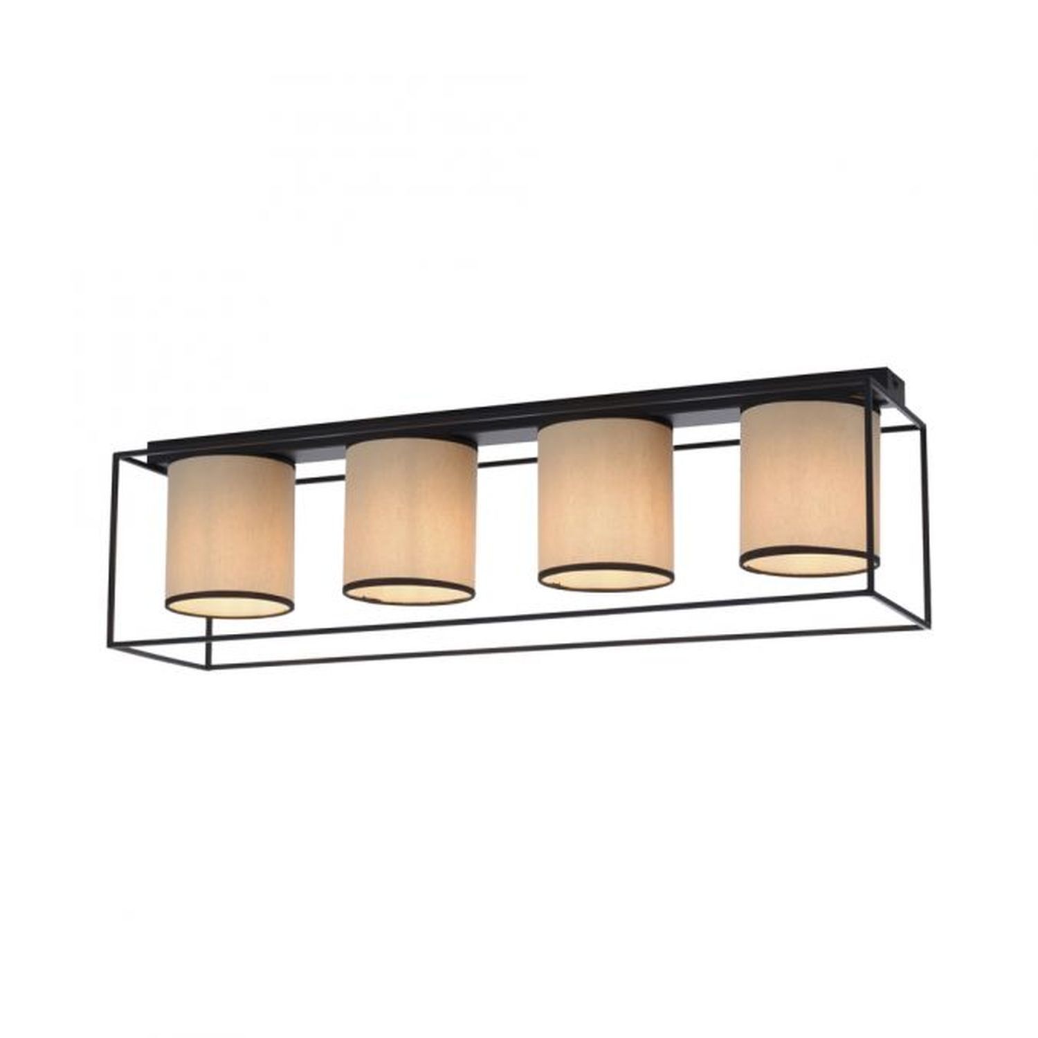 Deckenlampe Stoff Metall Beige Schwarz E27 4-flammig Leuchte, Deckenleuchte, Lampe