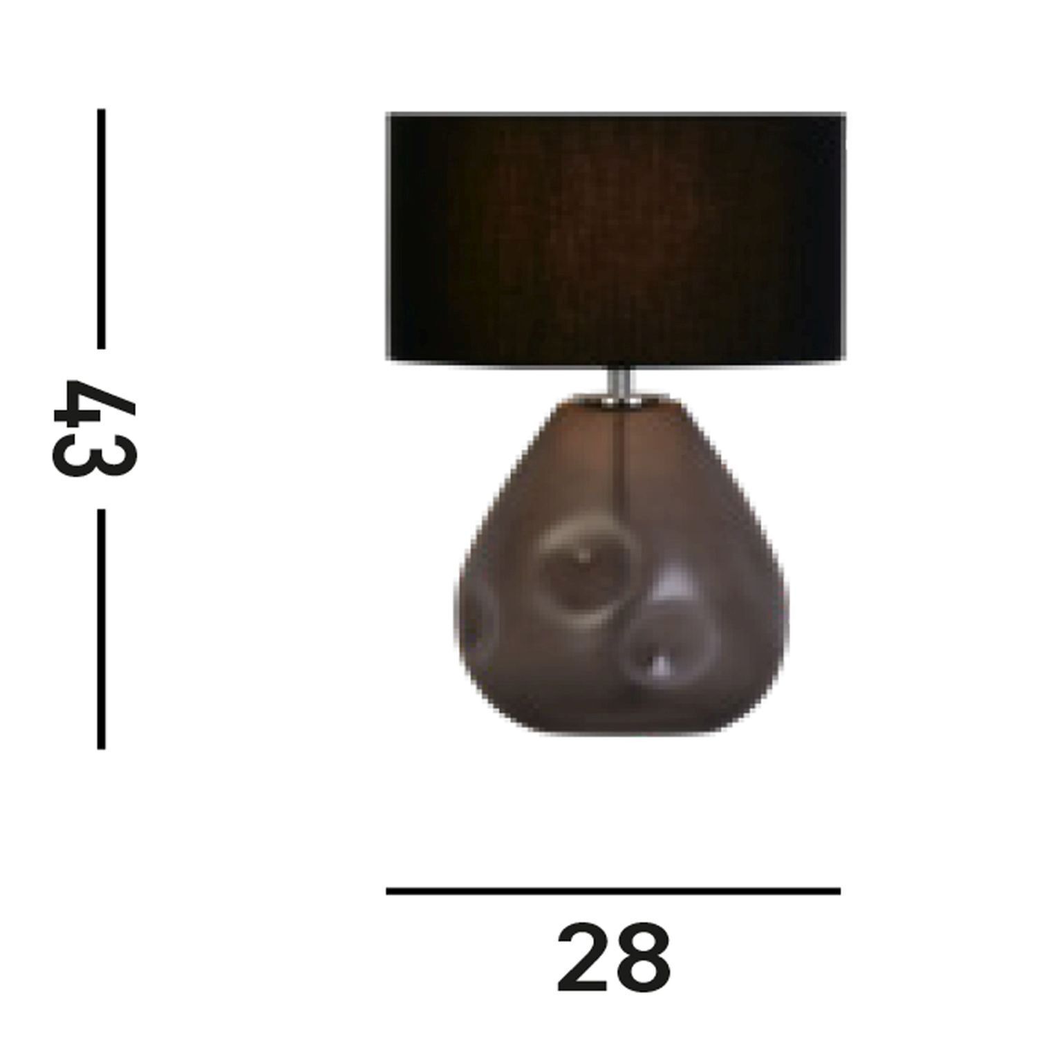 Blendarme lampe de table verre tissu 44,5 cm E27 noir