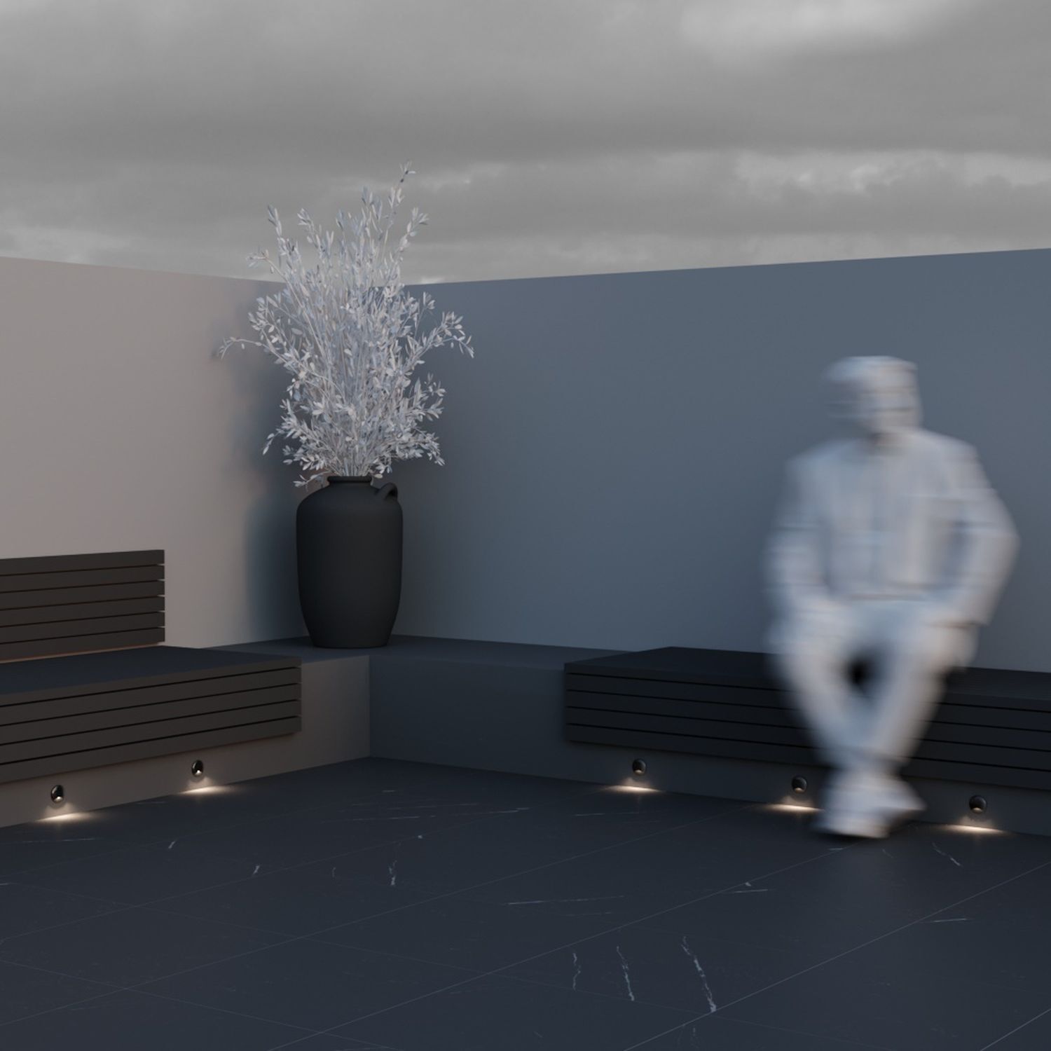 Luminaire LED encastré mural aluminium Ø 6,2 cm IP65 noir Fußboden, Kronleuchter, Topfpflanze, Bodenbeläge, Beleuchtung