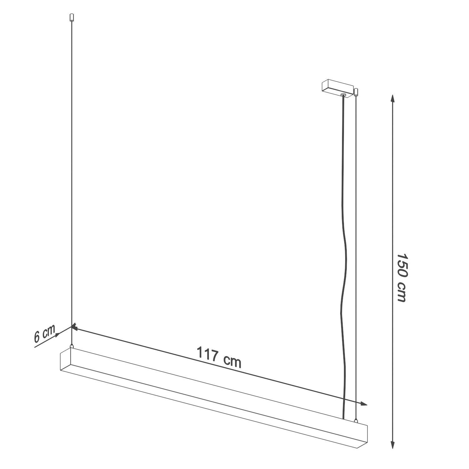 Suspension LED allongée 118 cm métal 3000 K blanc