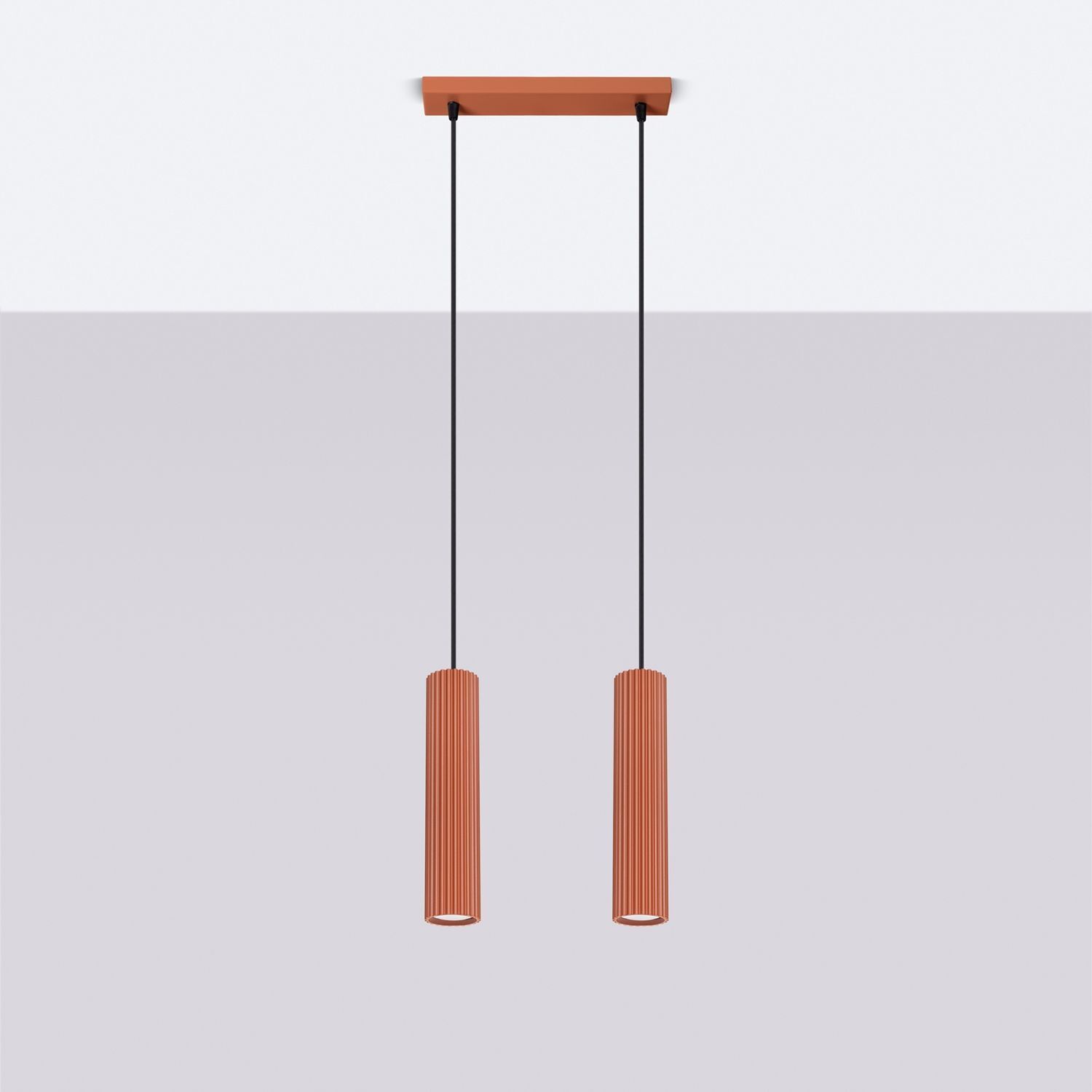 Lampe à suspendre rouge à 2 flammes L : 30 cm étroit H : max. 90 cm GU10