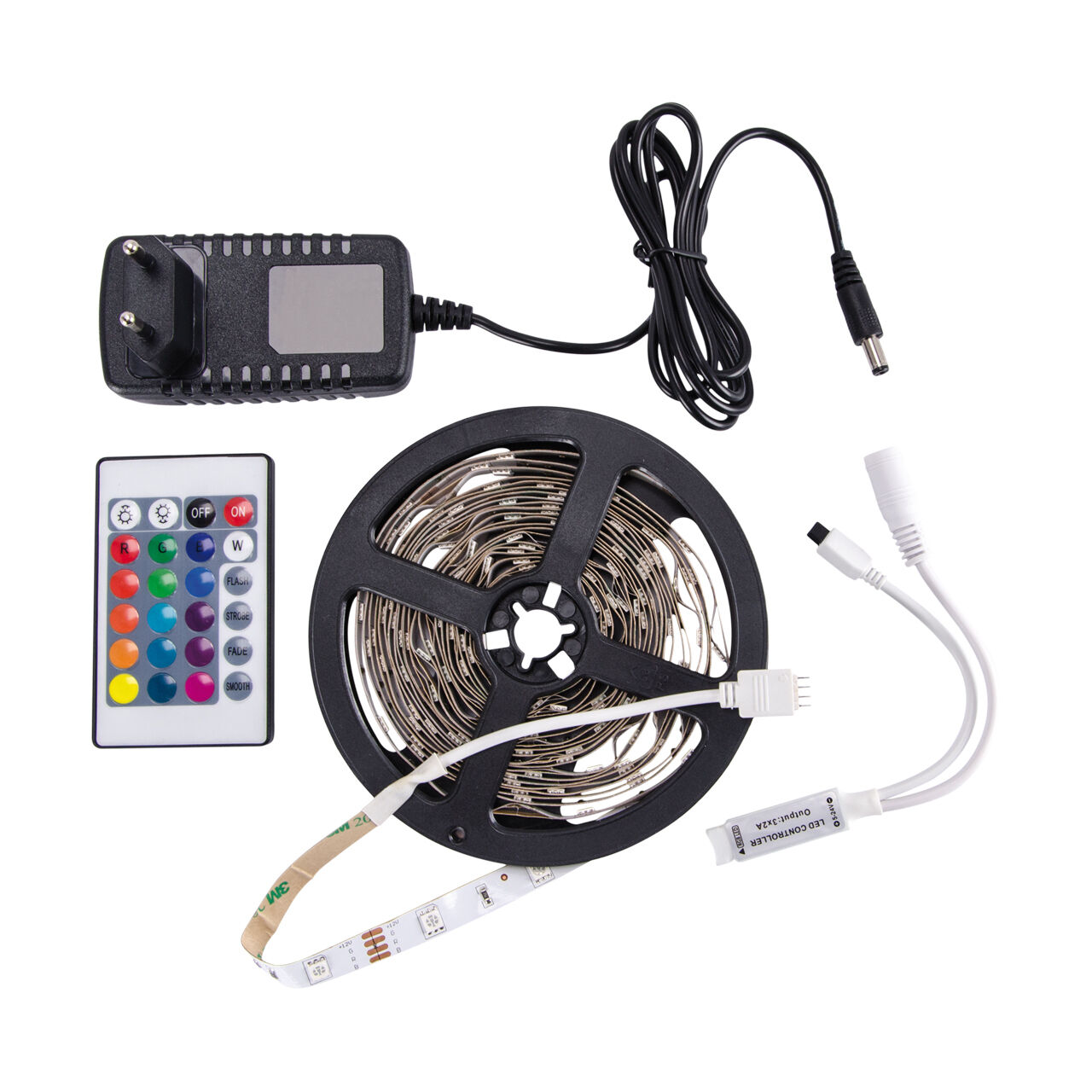 LED Strip RGB changement de couleur 5m fiche secteur télécommande