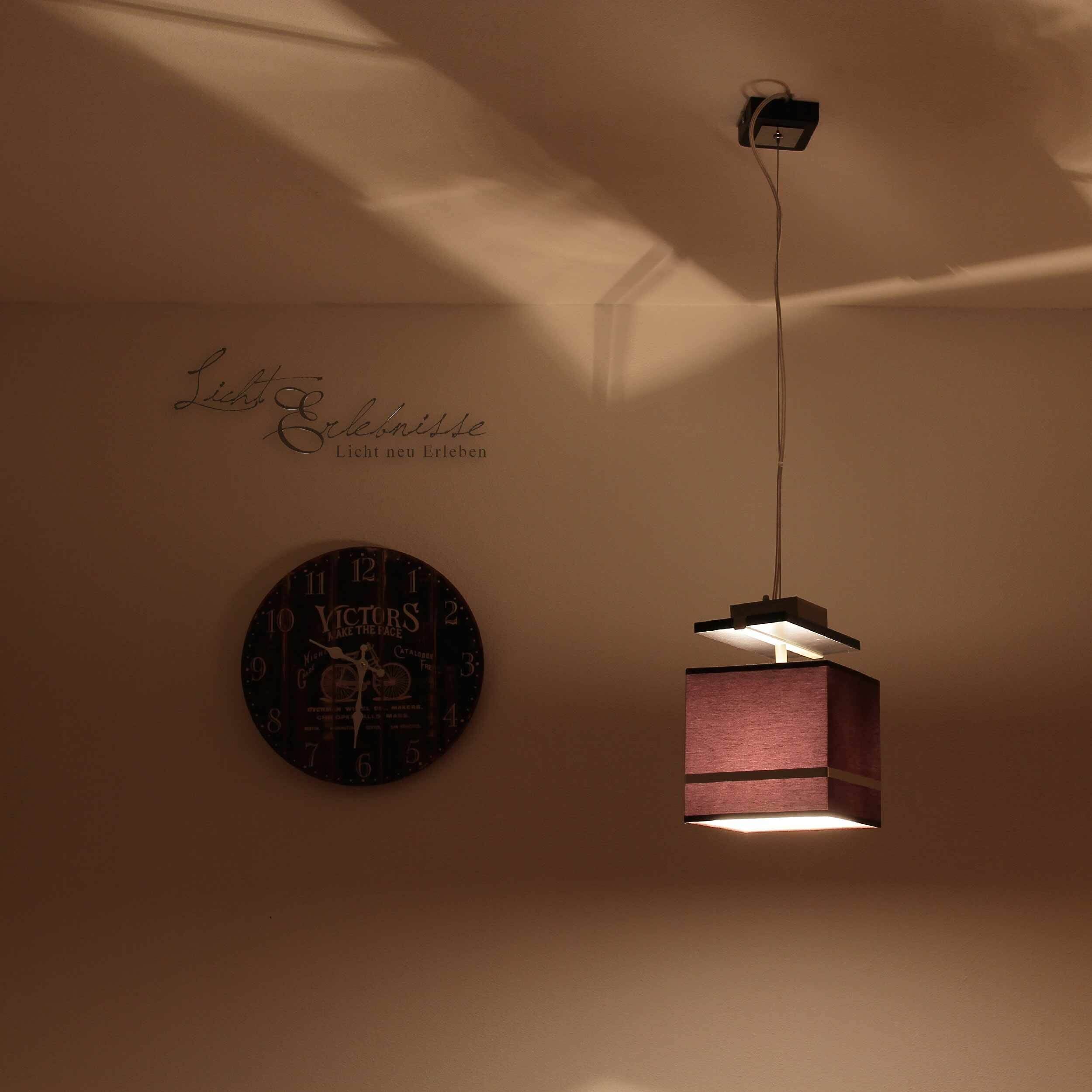 Suspension Abat-jour tissu brun chrome E27 Lampe