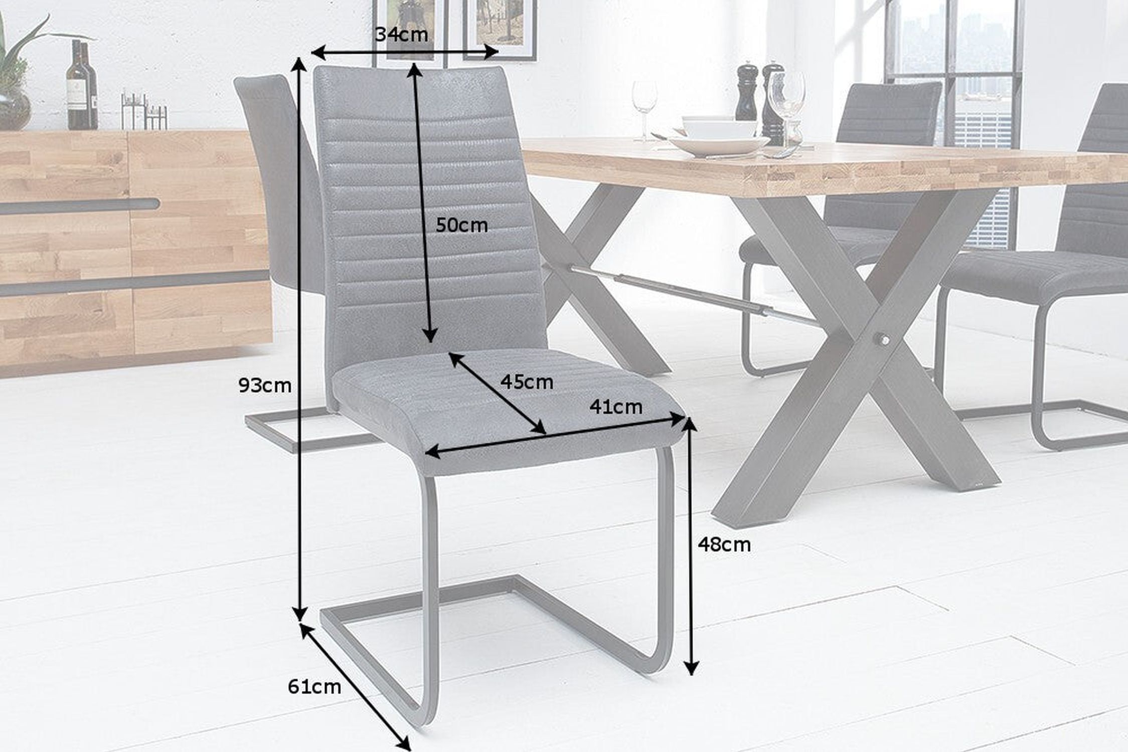 Chaise à bascule sans accoudoirs Gris Noir Tissu Métal Moebel, Tabelle, Stuhl, Schreibtisch