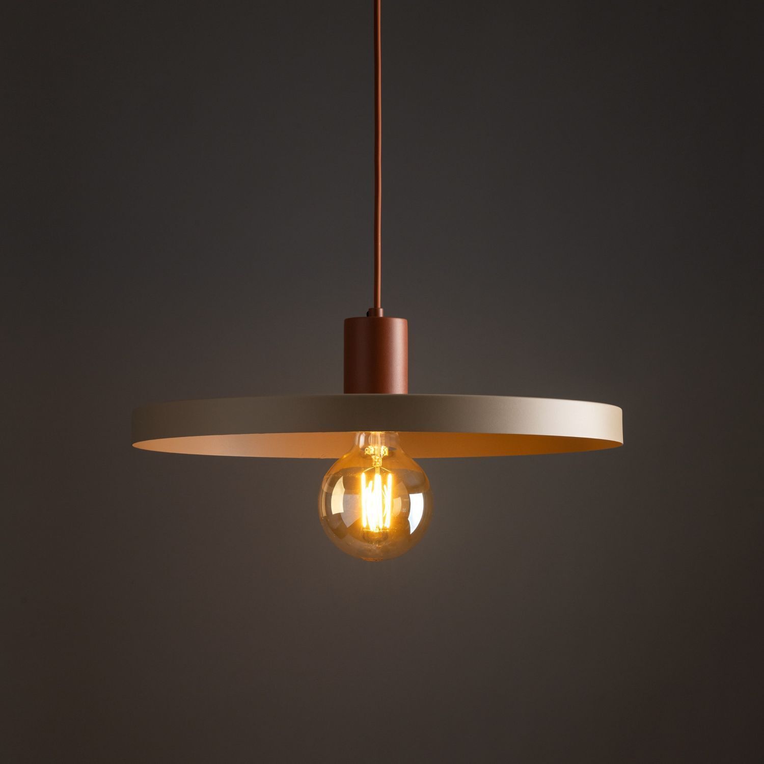 Lampe à suspendre vintage E27 Ø40 cm en rouge brique gris sable