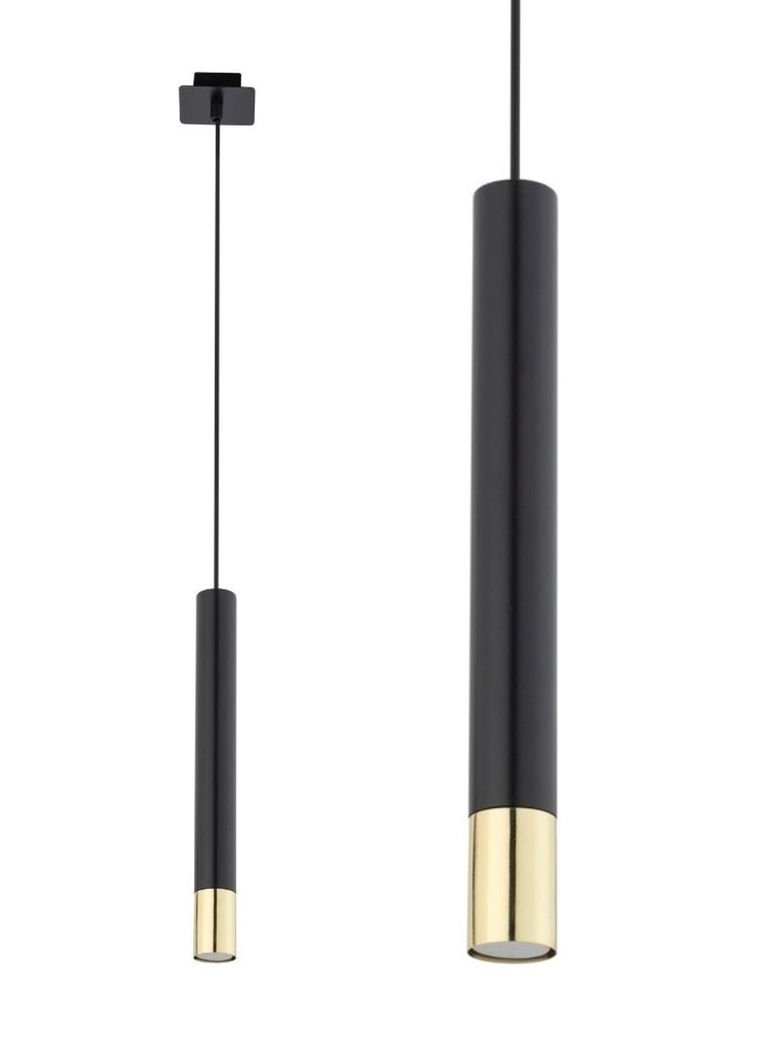 Suspension Noir Or Moderne Métal Ø8cm étroit