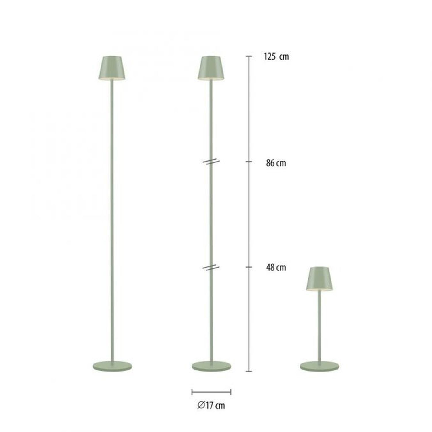 Lampadaire LED rechargeable Vert IP54 125 cm Touch Variation 3000 K Lampe, Lampenschirm