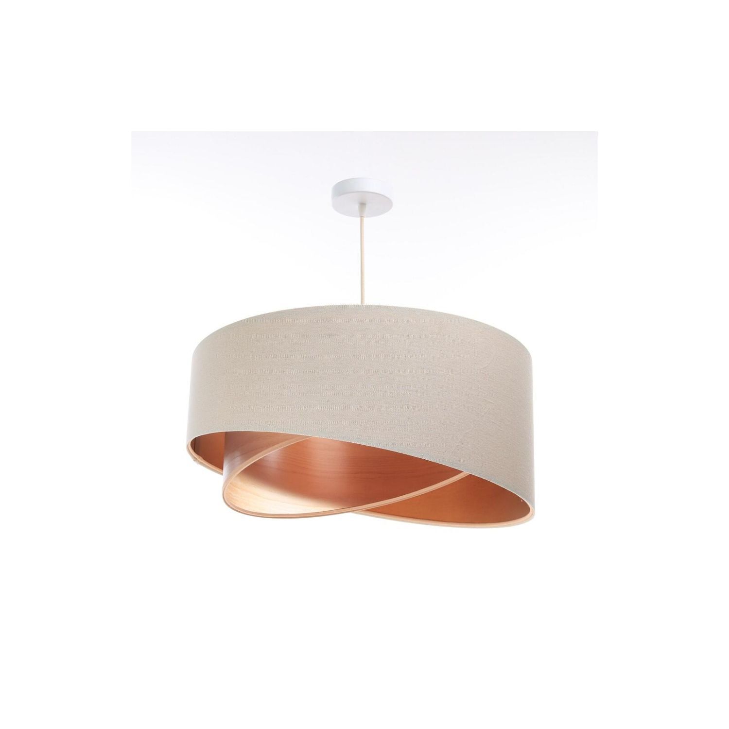Suspension lin E27 ronde D : 50 cm Moderne Beige Cuivre