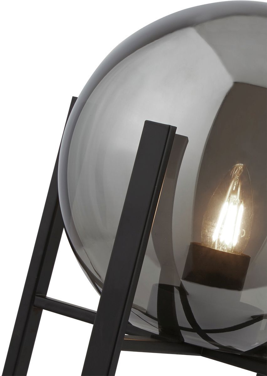 Lampe de table E27 43 cm noir gris fumé verre métal