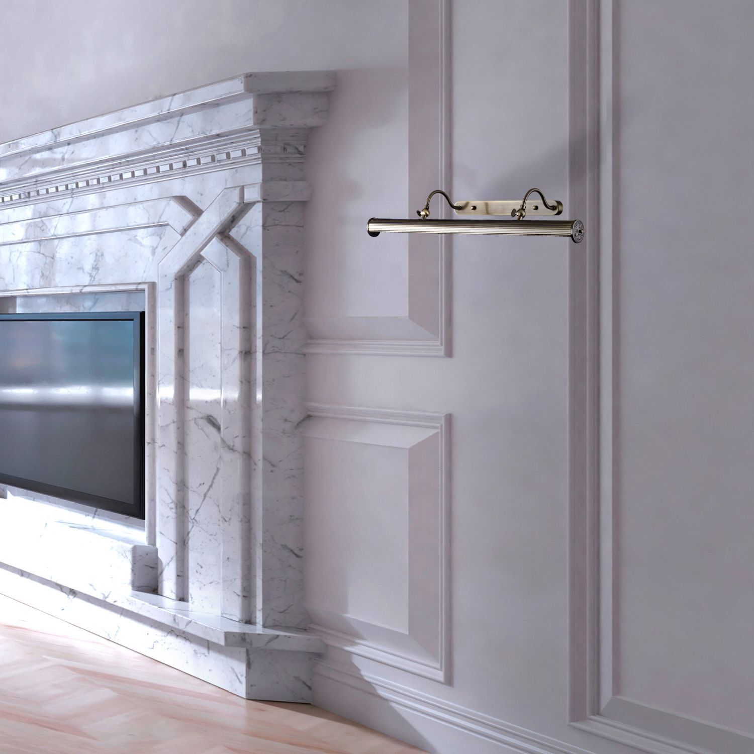 Bilderleuchte Metall E14 B: 71,3 cm in Bronze 4-flammig Innenarchitektur, Bildschirm, Computer-Hardware, Überwachen, Kamin