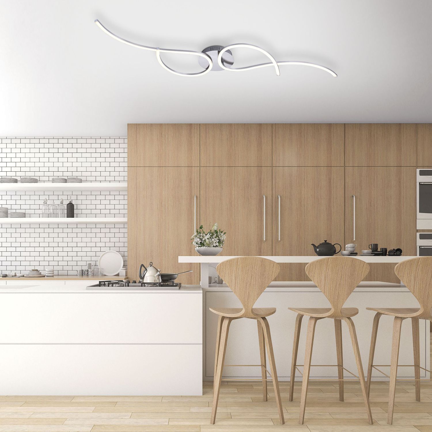 Plafonnier LED flexible acier métal blanc chaud 14 W