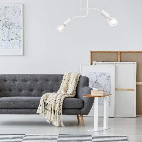 Plafonnier LIZBETH Blanc Métal Salon Lampe