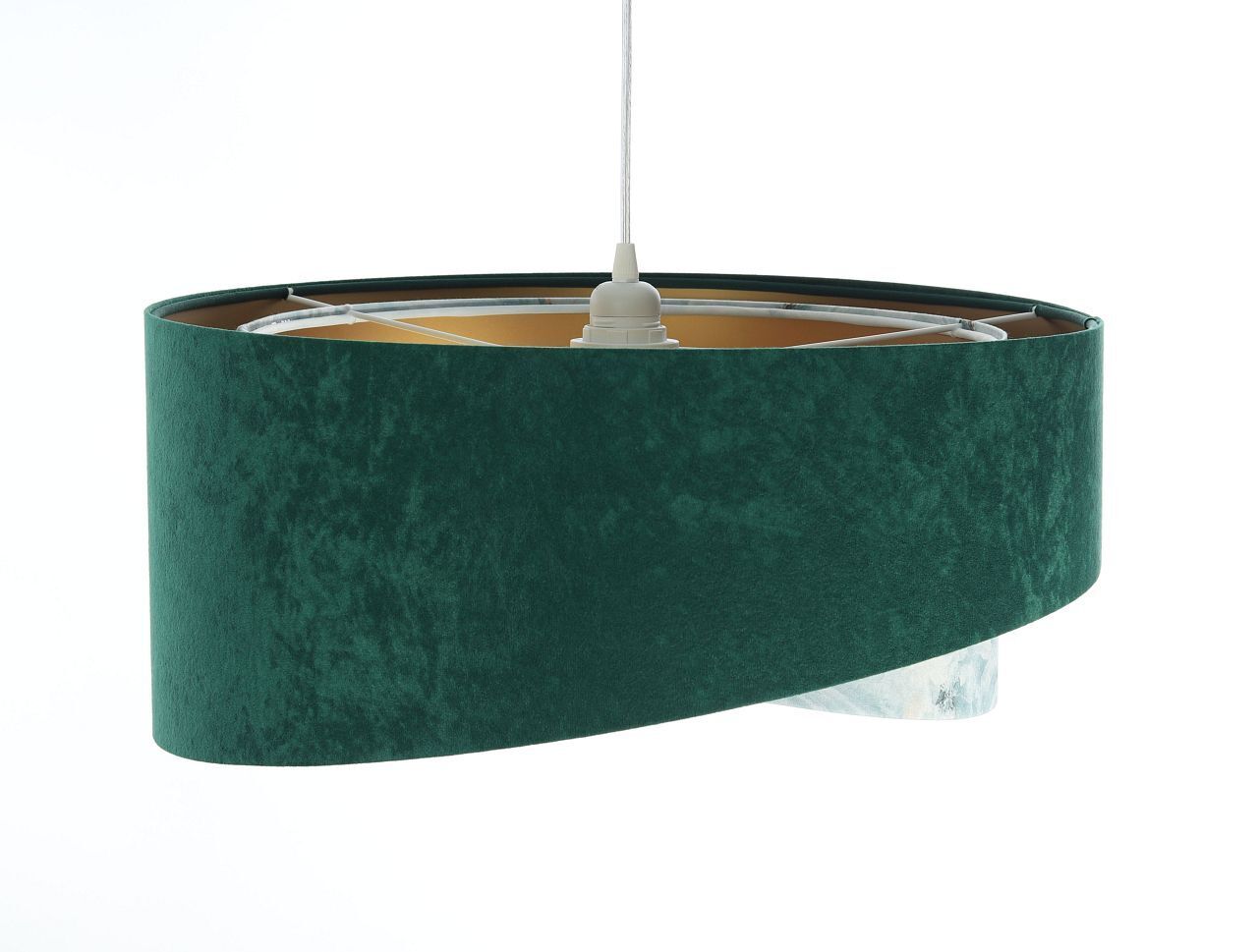 Suspension Tissu Ø 50 cm Aspect velours E27 Vert Bleu Or Lampe