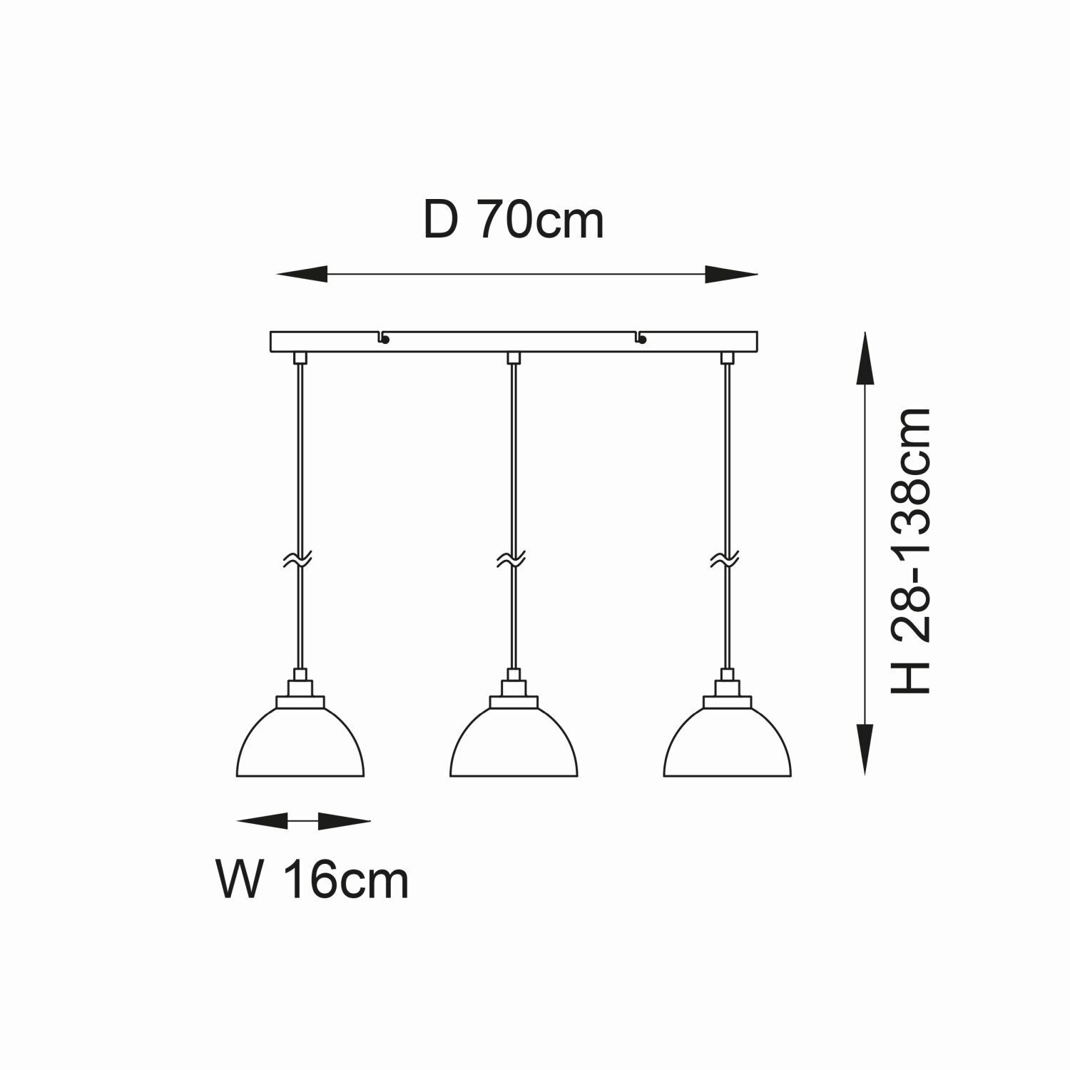 Lampe à suspendre verre métal 3 flammes en chrome rétro E27