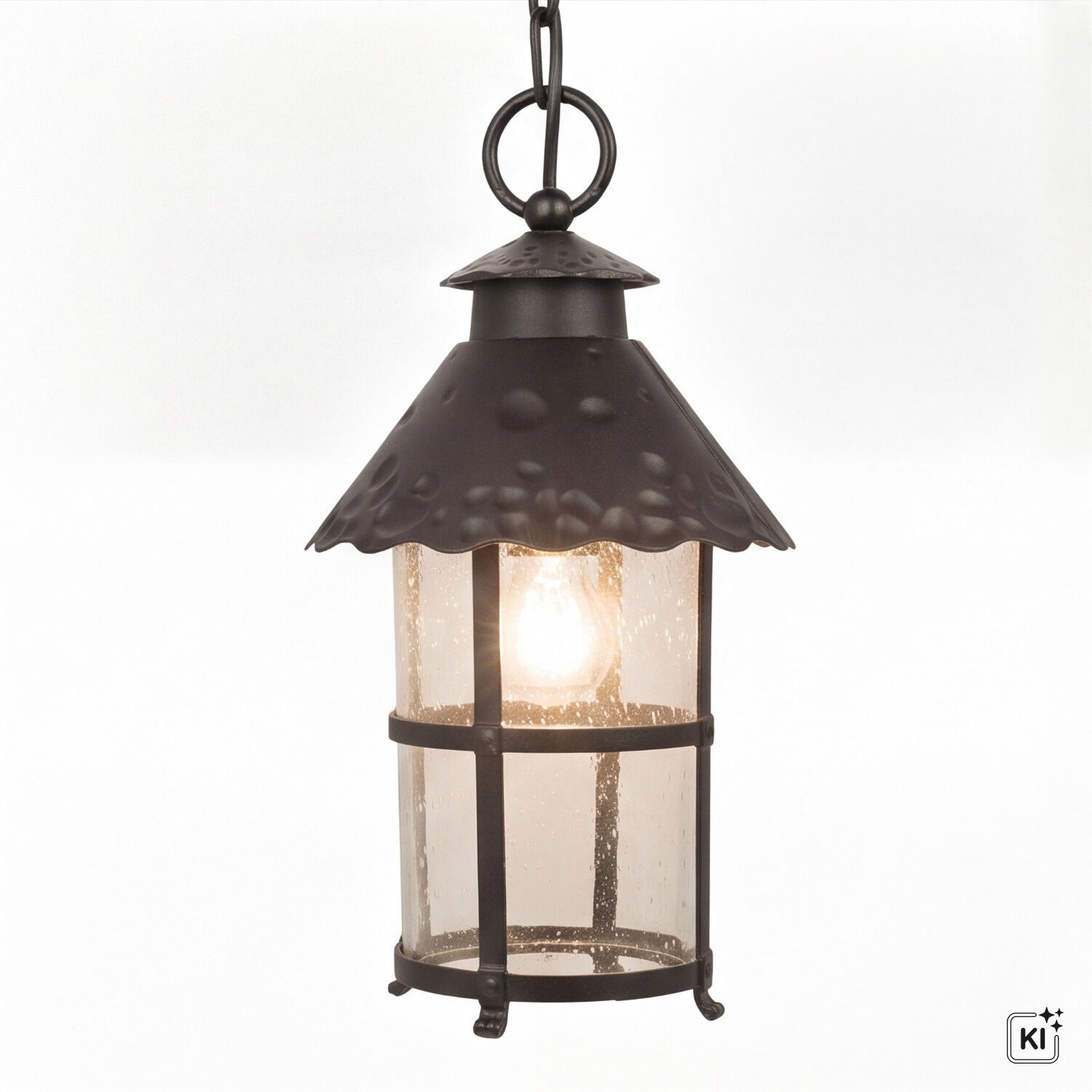Laterne, hängende Laterne, Glasscheiben, Metallrahmen, Kerzenlampe