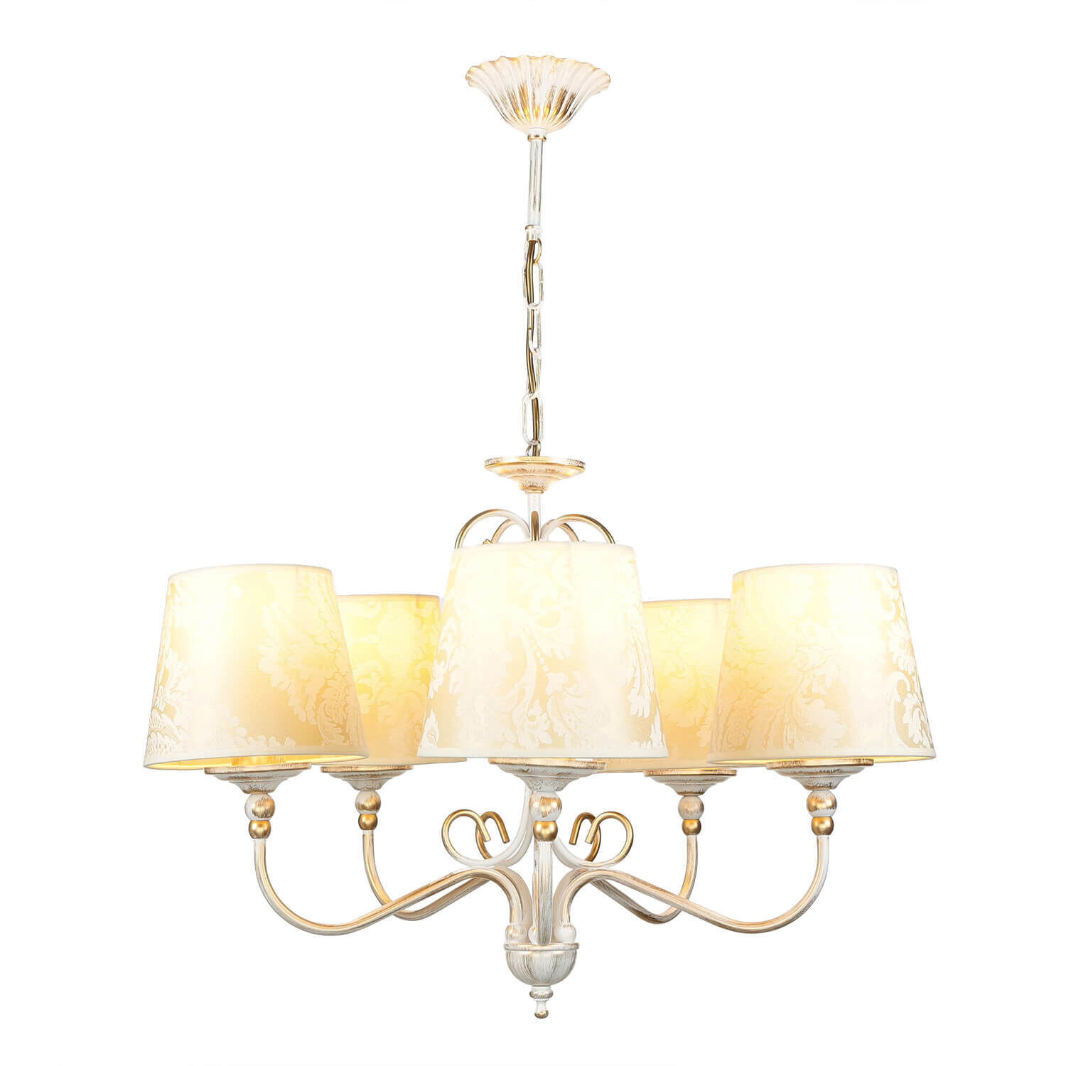 Shabby Kronleuchter in Gold Ecru Ø64cm GANARA Leuchter, Lampe, Leuchte