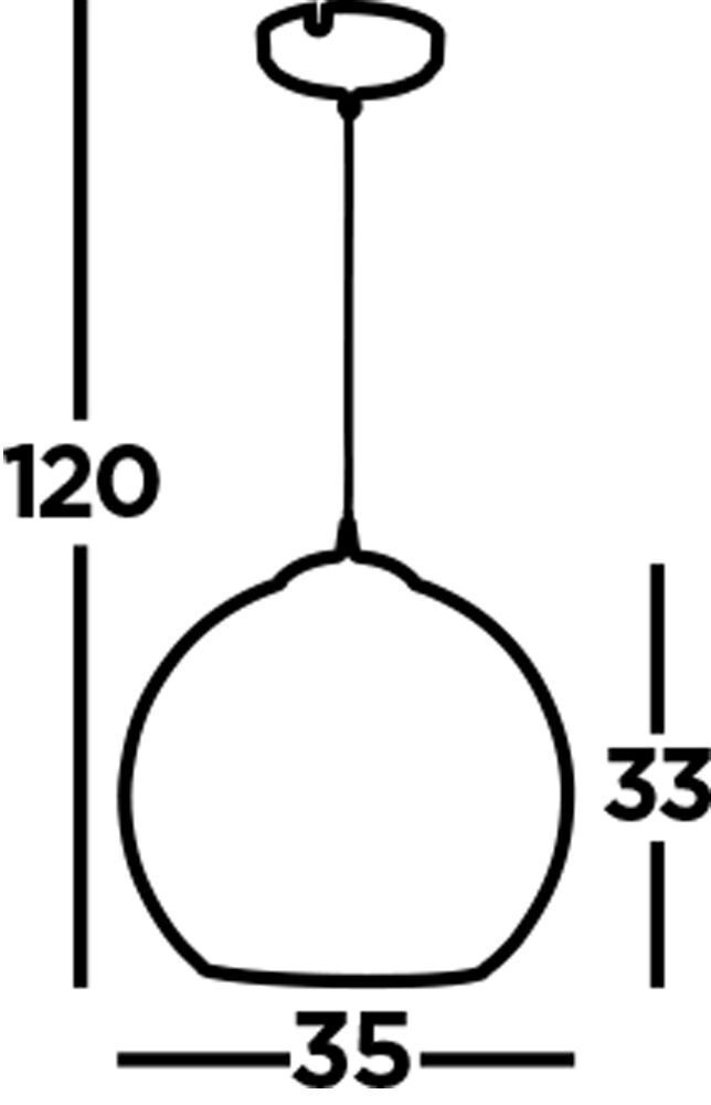 Lampe à suspendre verre fumé D : 35 cm verre métal abat-jour sphérique